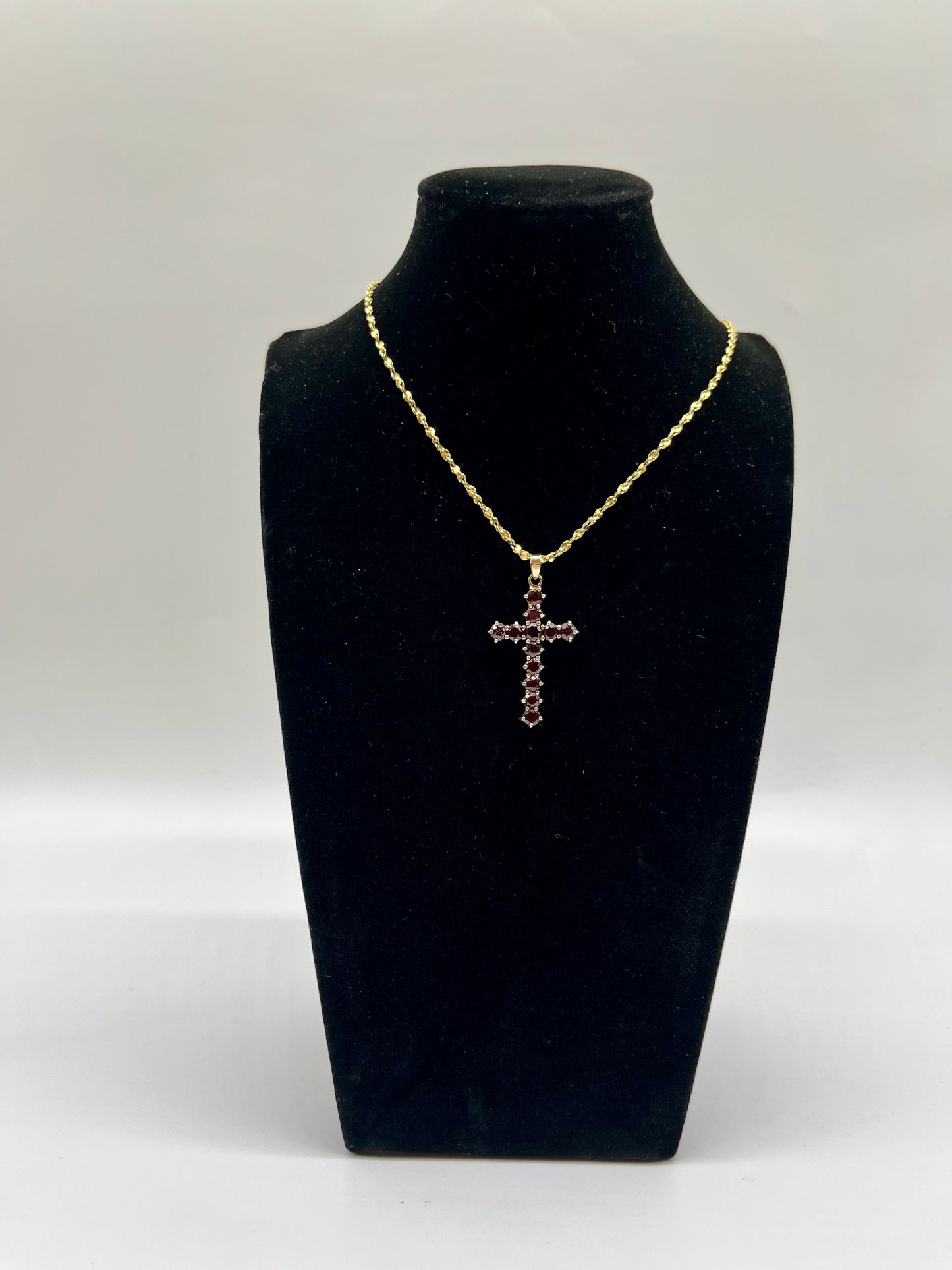 Vintage Garnet Cross Pendant, 2.68 CTW 14K Vermeil 925