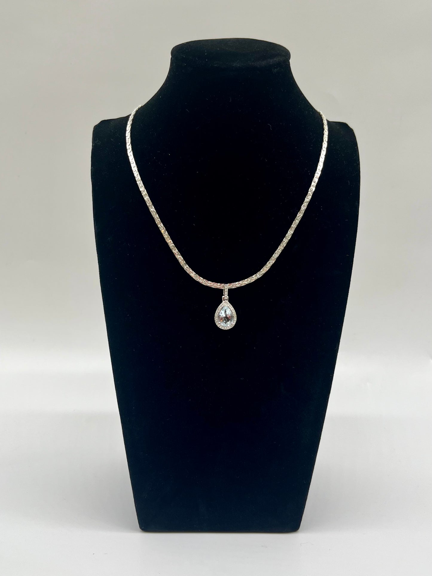 Aquamarine & Diamond Halo Pendant, 1.9 CTW 14K White Gold