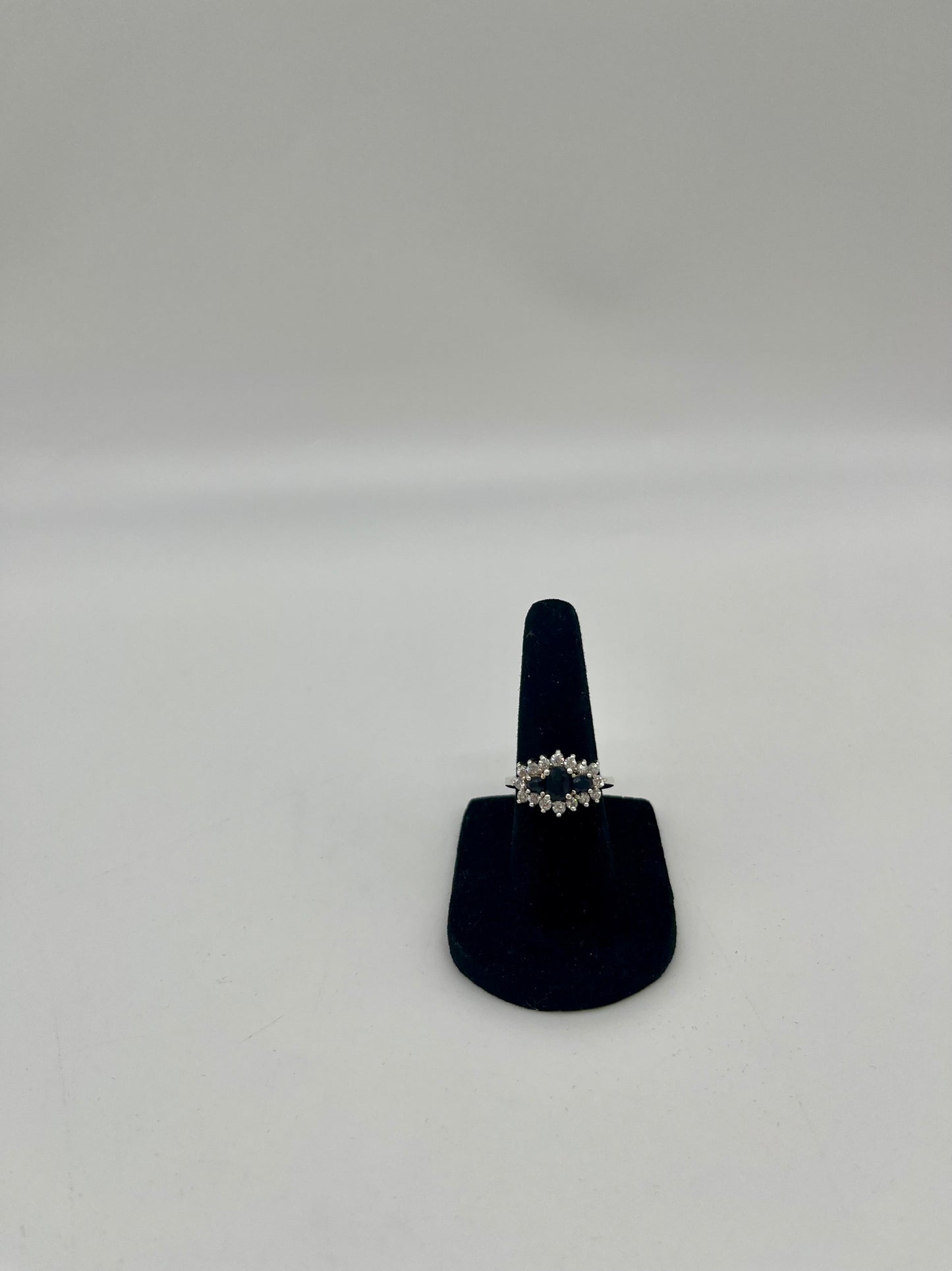 Antique Sapphire & White Topaz Ring, 2 CTW 925 Silver
