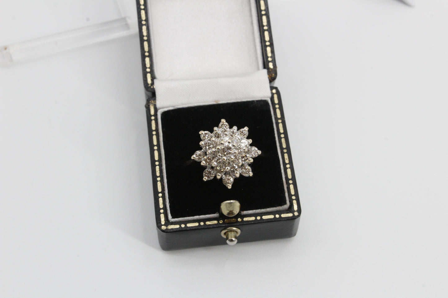 1940's Brutalist Diamond Cluster Ring, 2.82 Carats 14K Gold