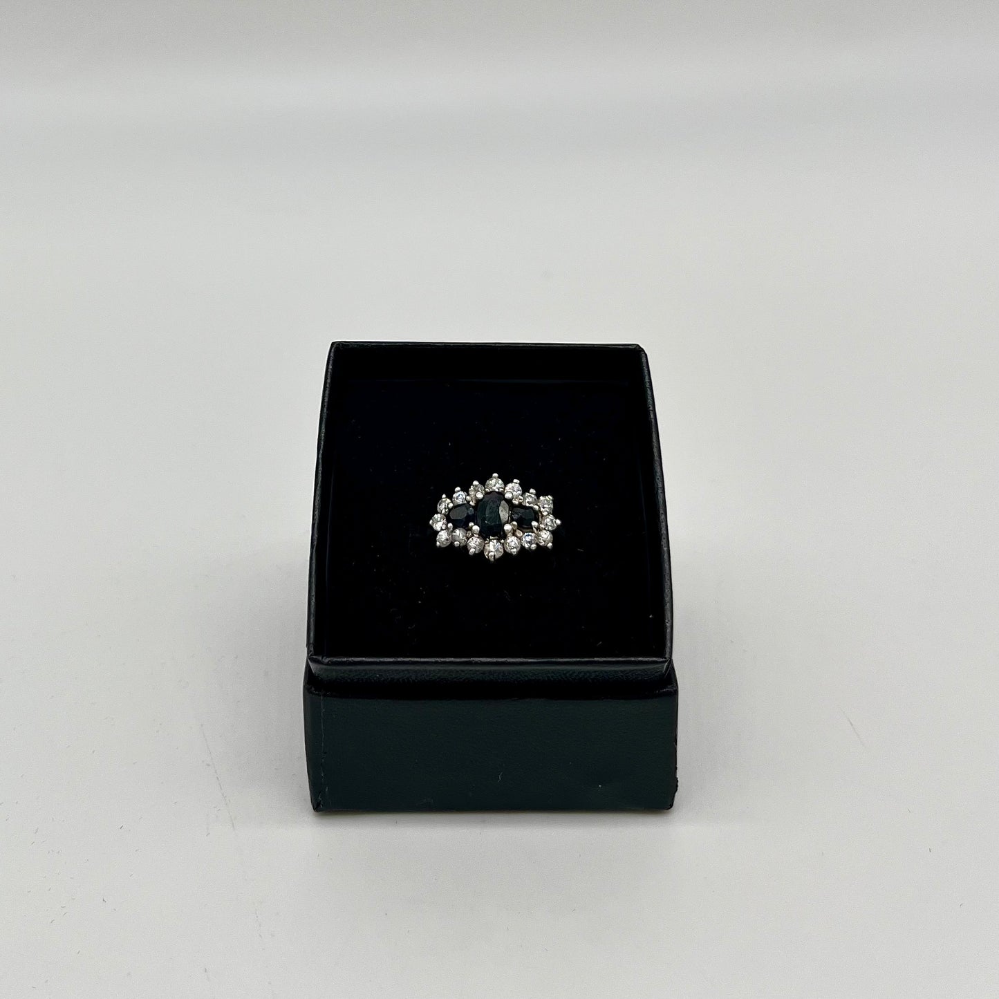 Antique Sapphire & White Topaz Ring, 2 CTW 925 Silver