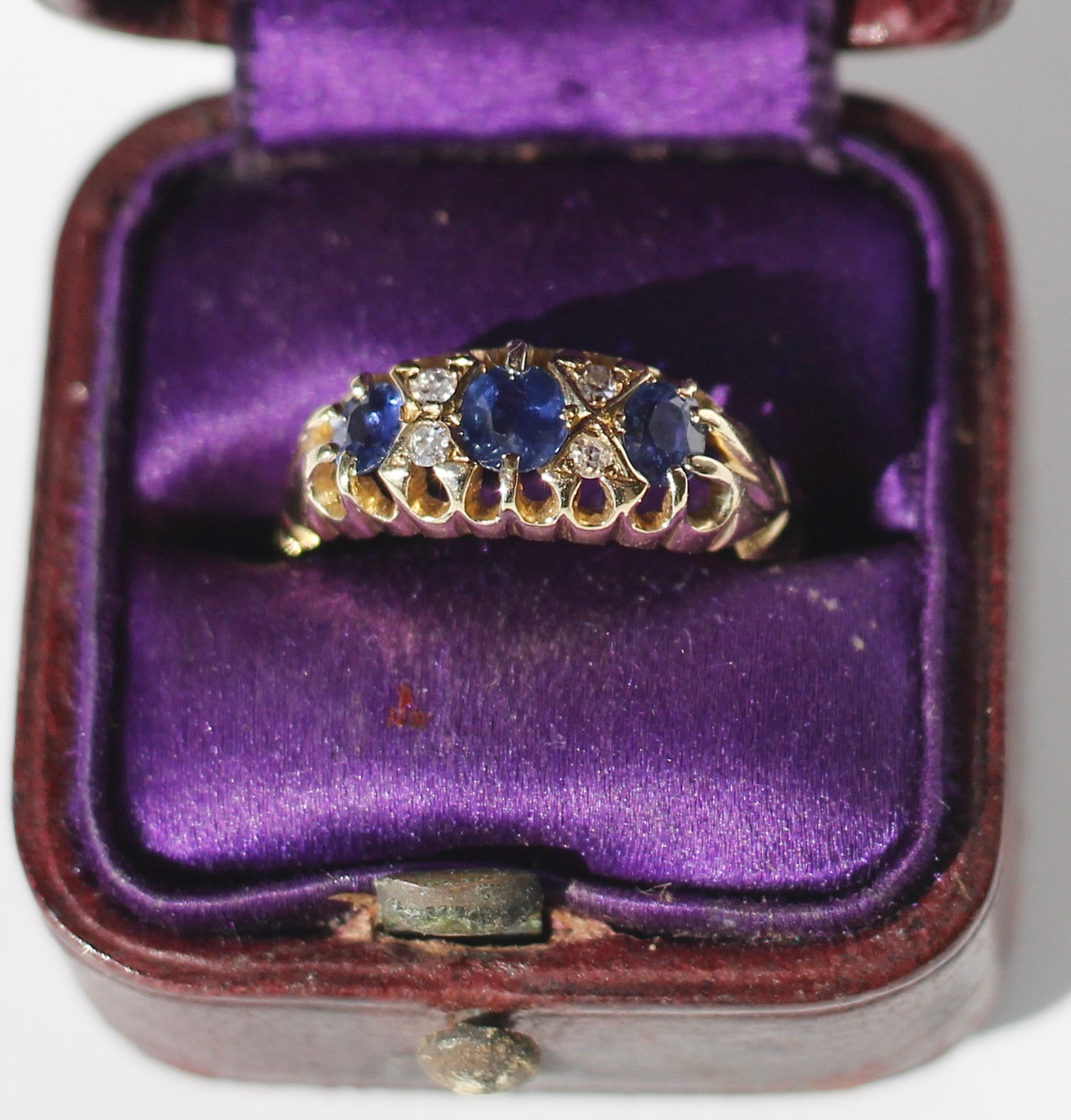 Edwardian Ceylon Sapphire & Diamond Solitaire Ring, 0.75 CTW 18K Gold