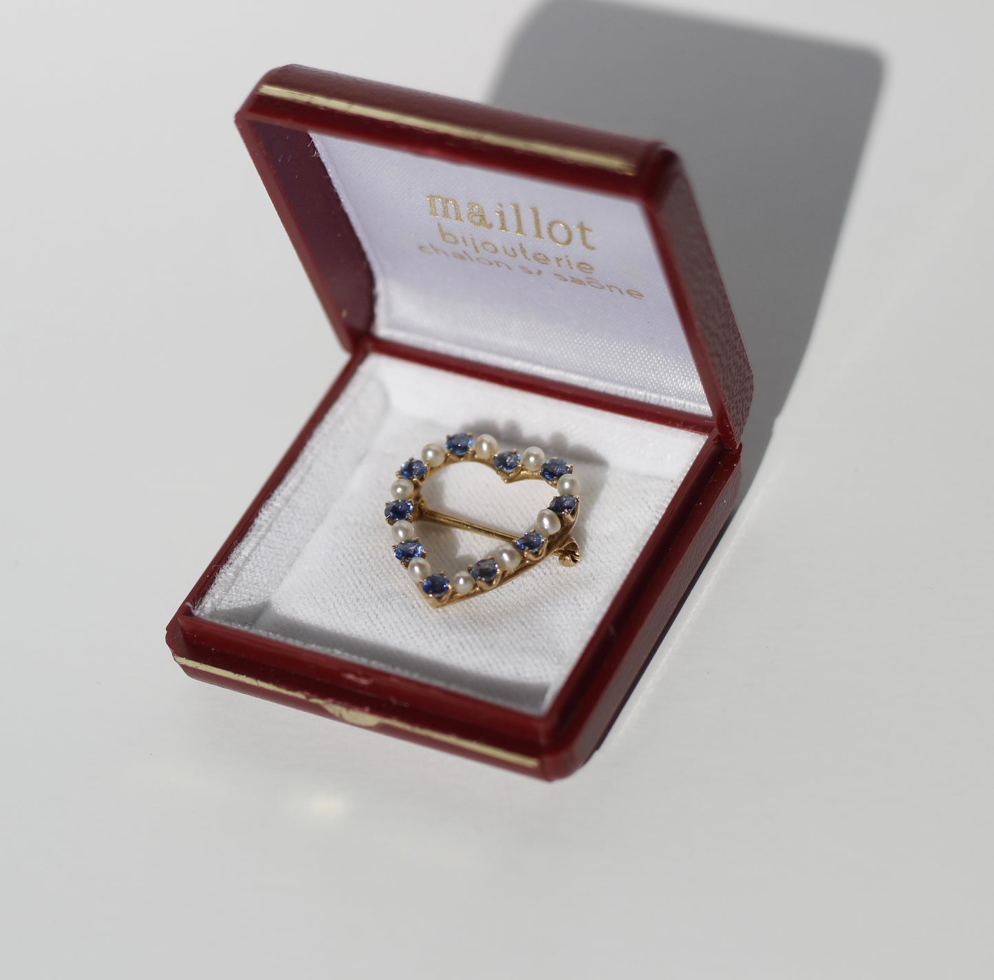 Ceylon Sapphire & Seed Pearl Brooch, 1.0 CTW 14K Gold