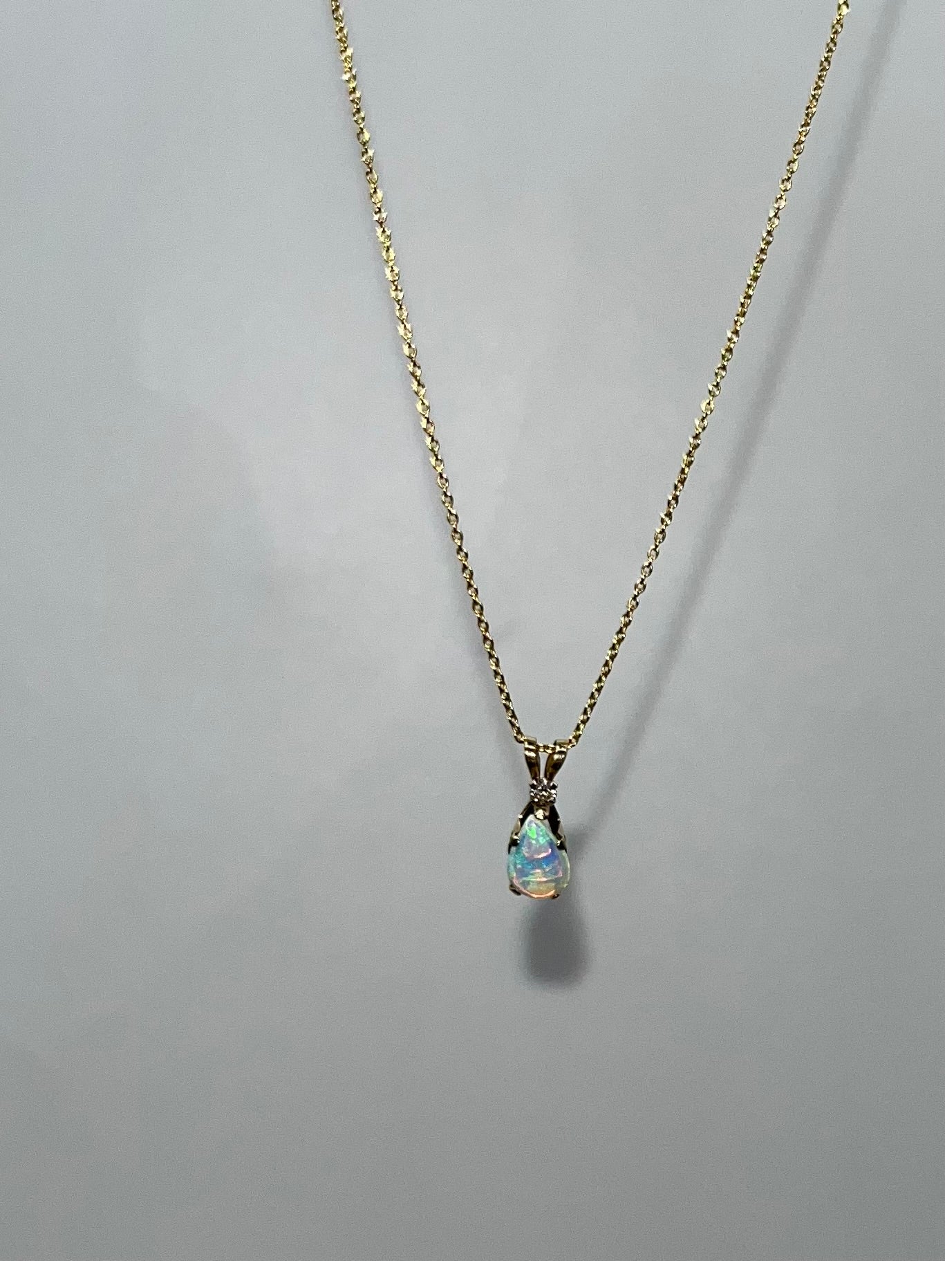 1920's Opal & Diamond Pendant, 0.5 CTW 10K Gold
