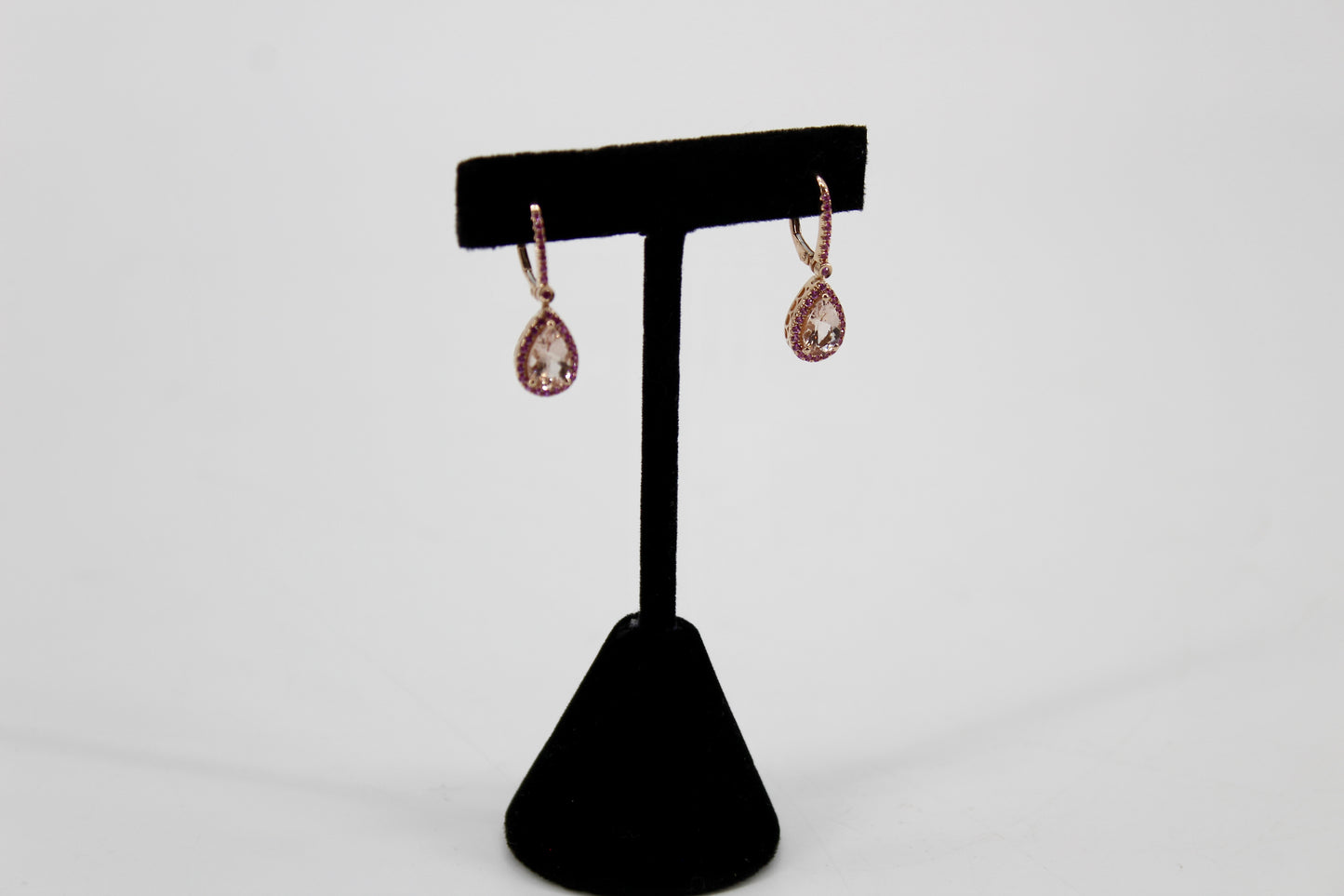 Morganite & Pink Sapphire Drop Earrings, 3.9 CTW 14K Rose Gold