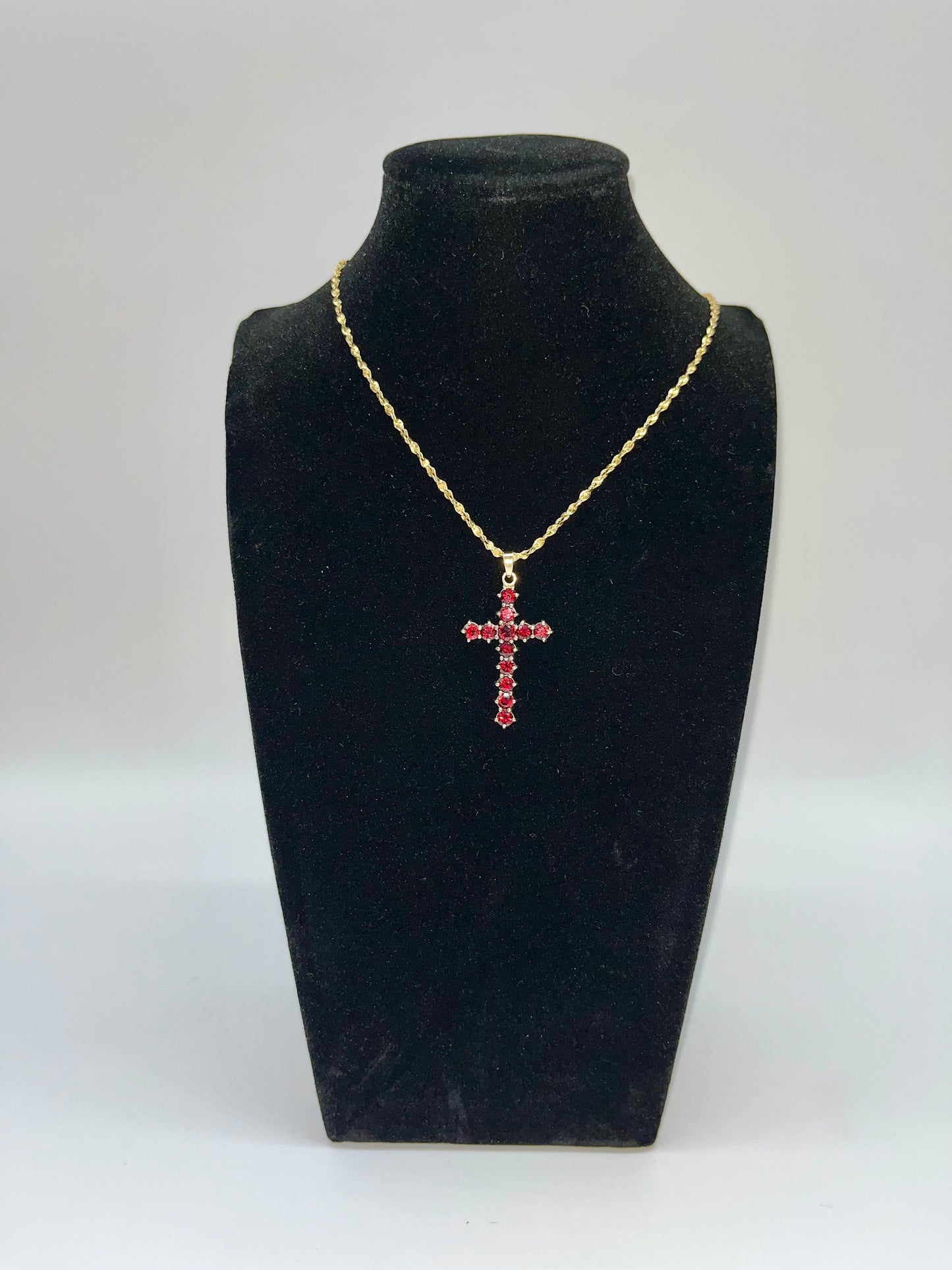 Vintage Garnet Cross Pendant, 2.68 CTW 14K Vermeil 925