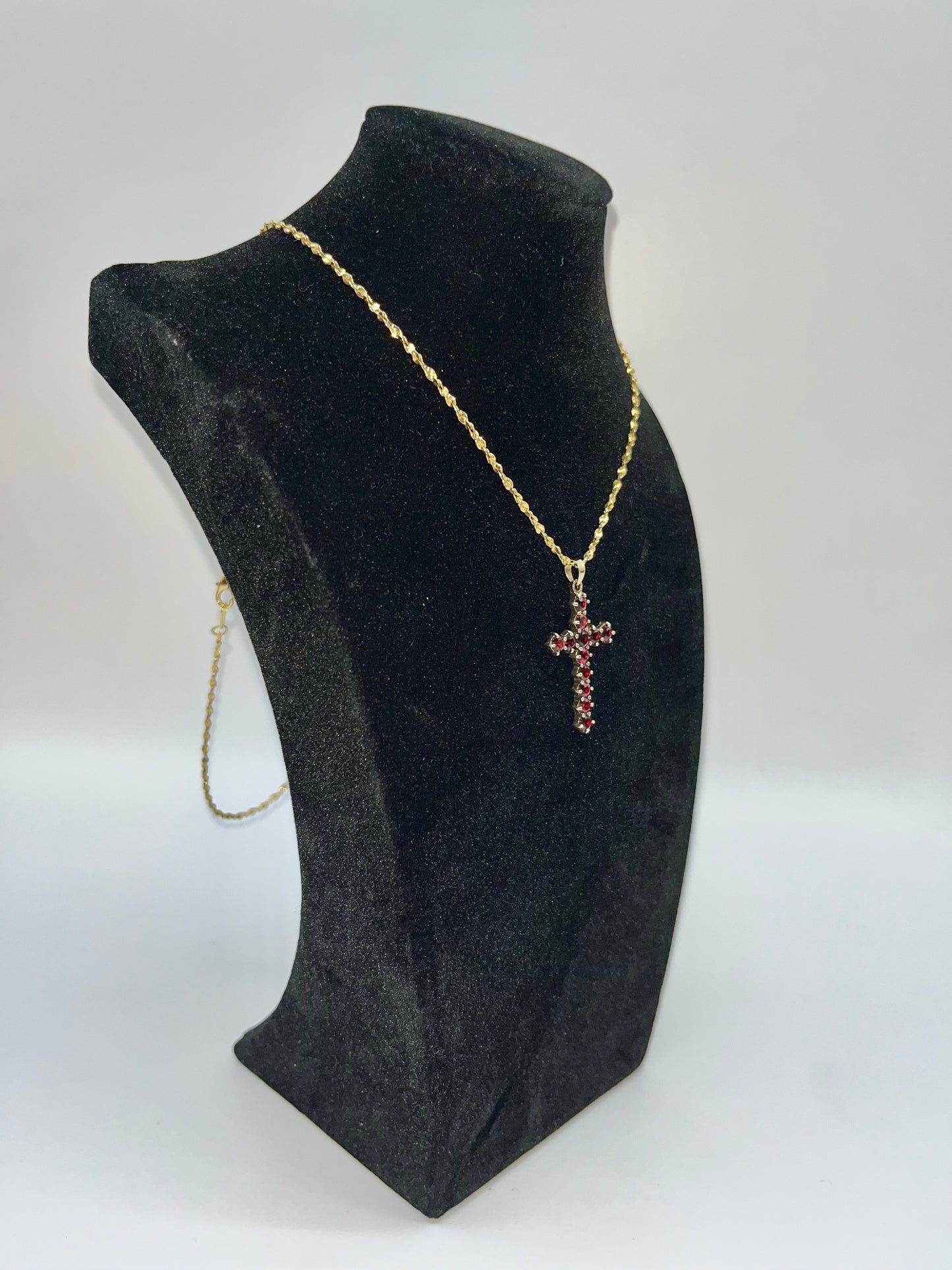 Vintage Garnet Cross Pendant, 2.68 CTW 14K Vermeil 925