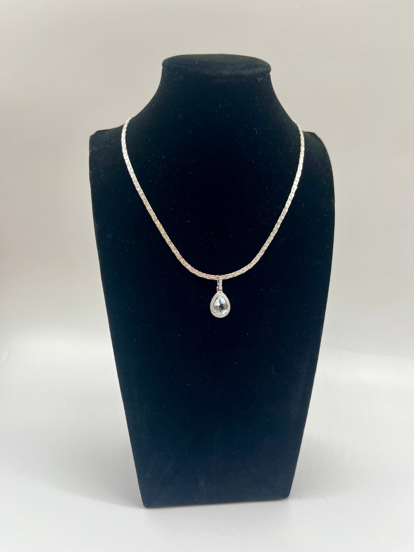 Aquamarine & Diamond Halo Pendant, 1.9 CTW 14K White Gold