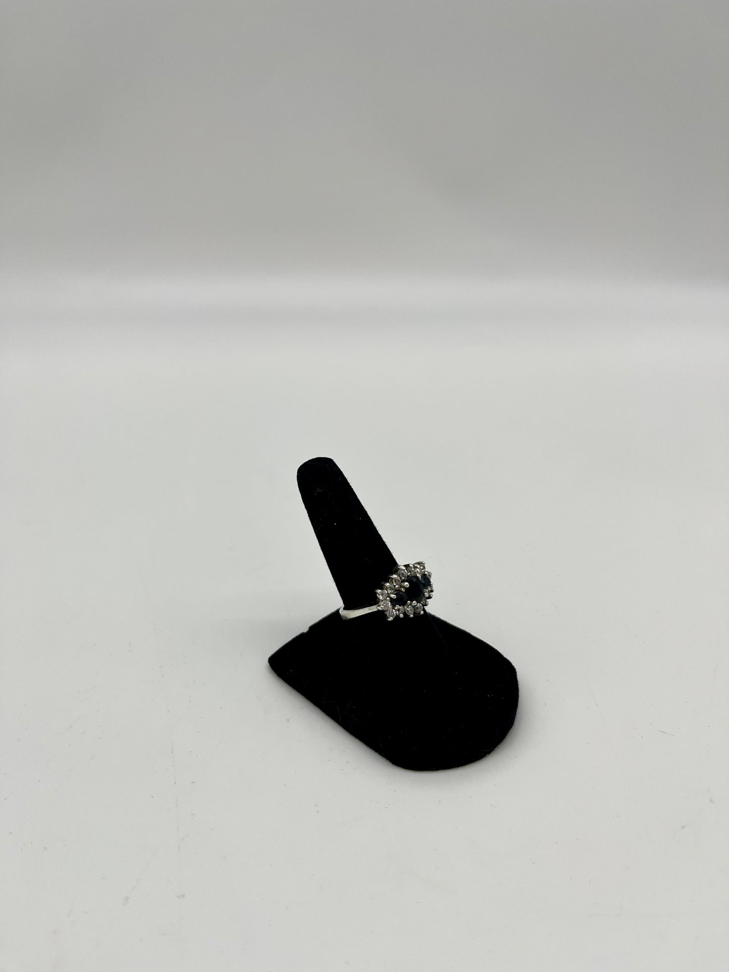 Antique Sapphire & White Topaz Ring, 2 CTW 925 Silver