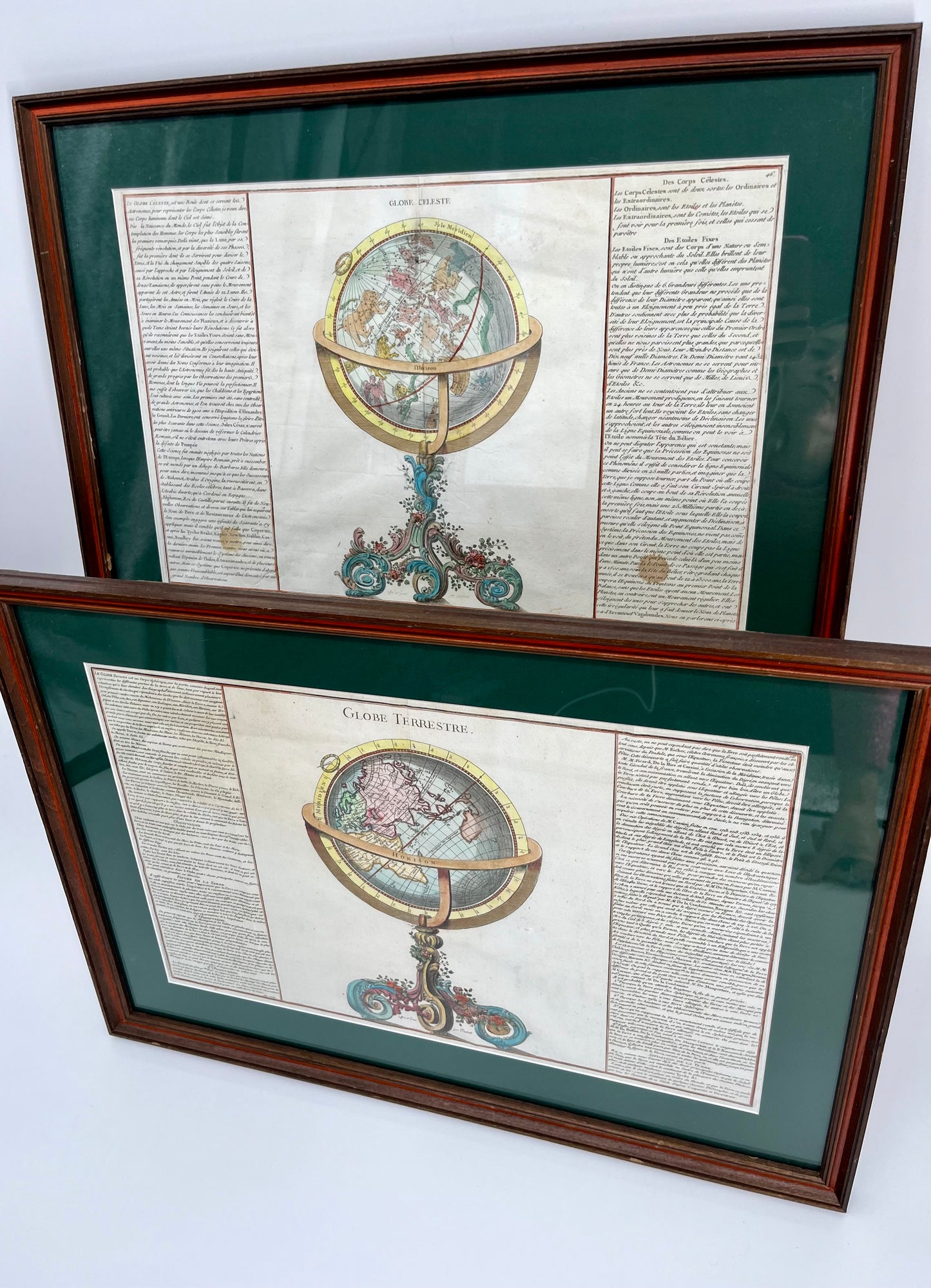 1761 Celestial & Terrestrial Globes- Claude Buy de Mornas (Framed Pair-Vol.1 Atlas Prints)
