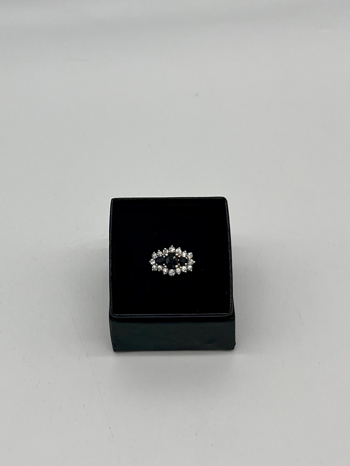 Antique Sapphire & White Topaz Ring, 2 CTW 925 Silver
