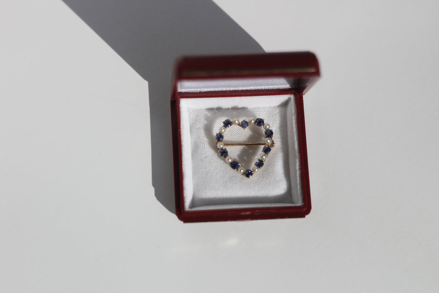 Ceylon Sapphire & Seed Pearl Brooch, 1.0 CTW 14K Gold