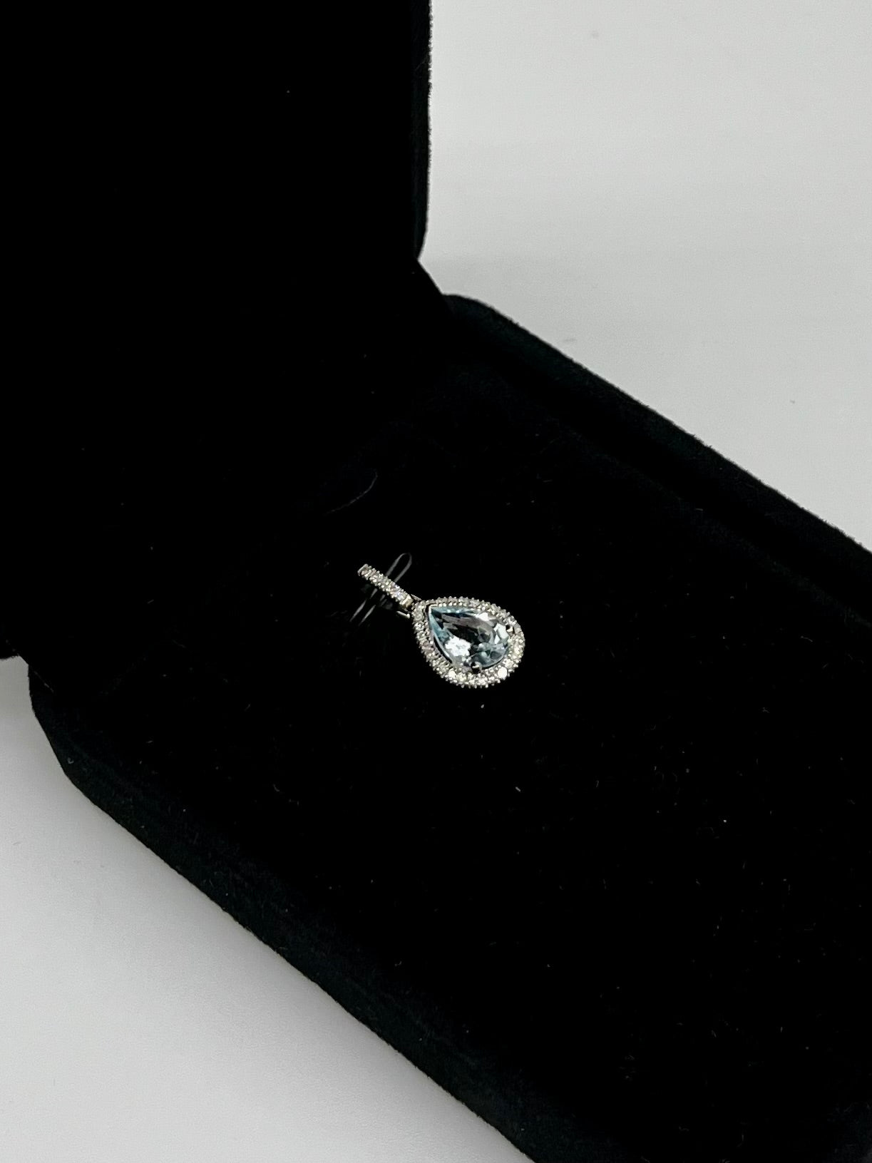 Aquamarine & Diamond Halo Pendant, 1.9 CTW 14K White Gold