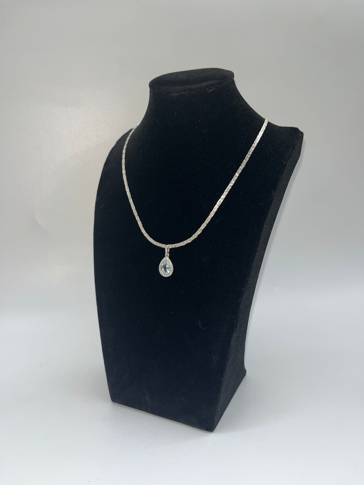 Aquamarine & Diamond Halo Pendant, 1.9 CTW 14K White Gold