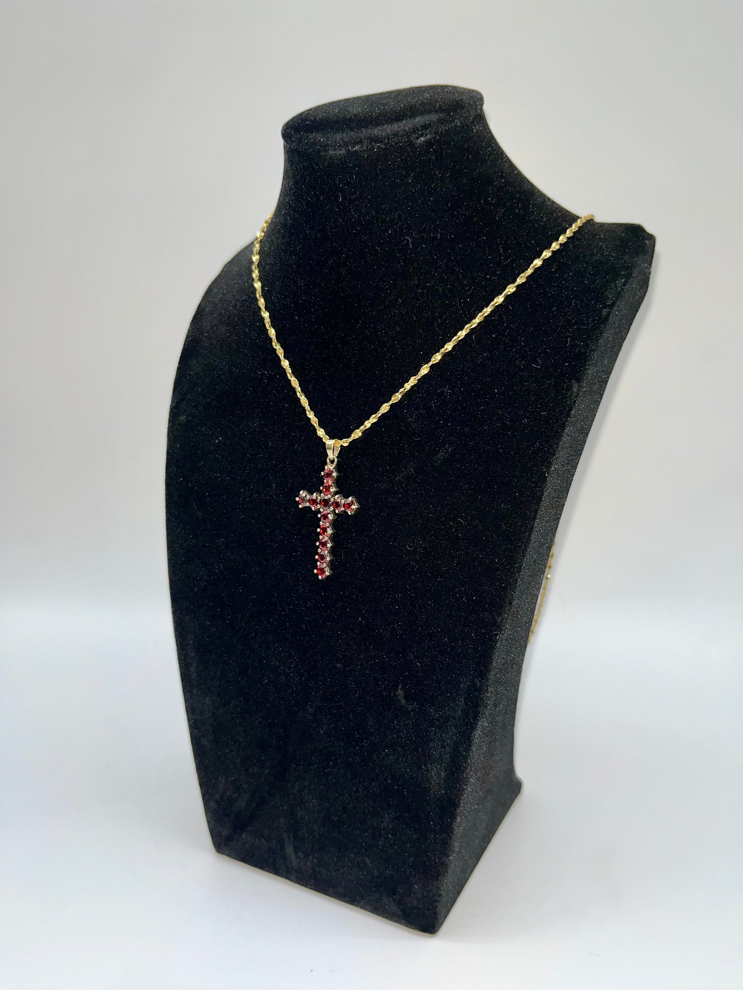 Vintage Garnet Cross Pendant, 2.68 CTW 14K Vermeil 925