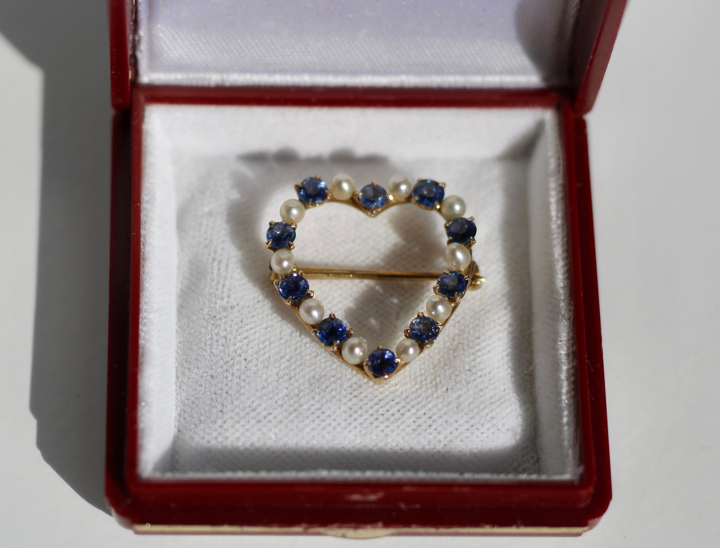 Ceylon Sapphire & Seed Pearl Brooch, 1.0 CTW 14K Gold