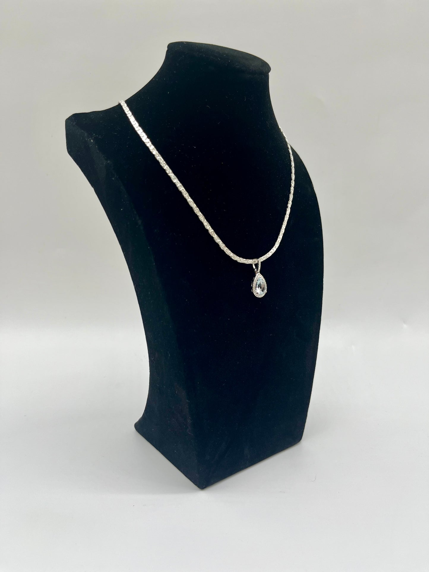 Aquamarine & Diamond Halo Pendant, 1.9 CTW 14K White Gold