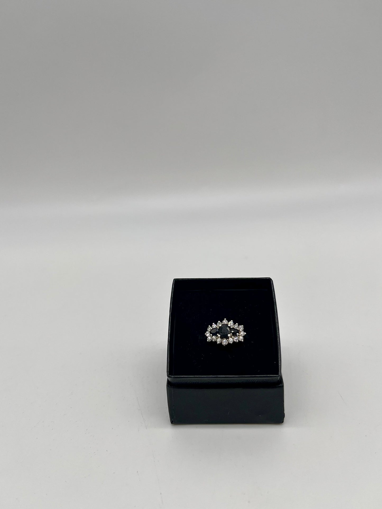 Antique Sapphire & White Topaz Ring, 2 CTW 925 Silver