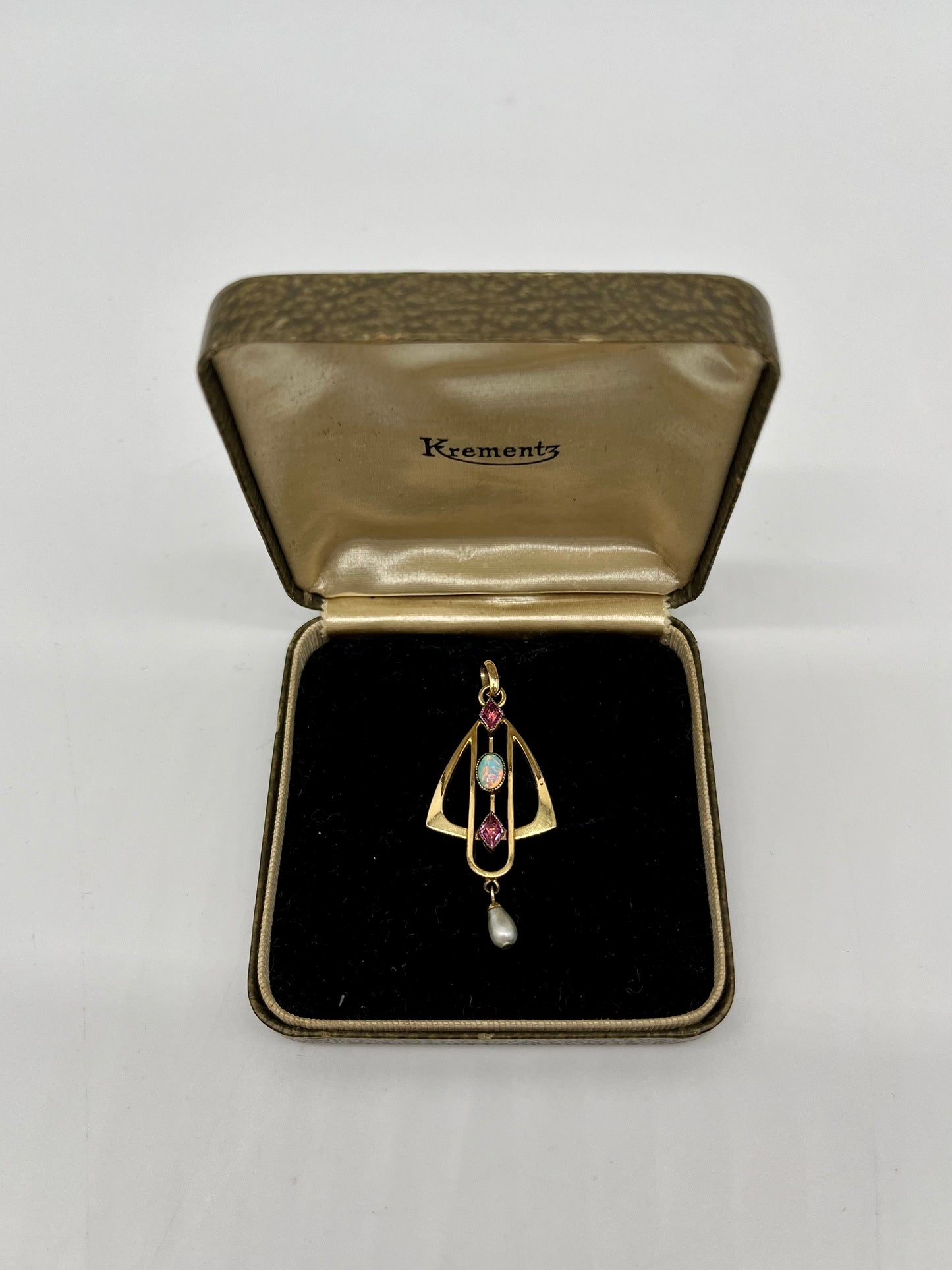 Edwardian Opal, Amethyst, & Pearl Necklace, 0.88 CTW 14K Gold