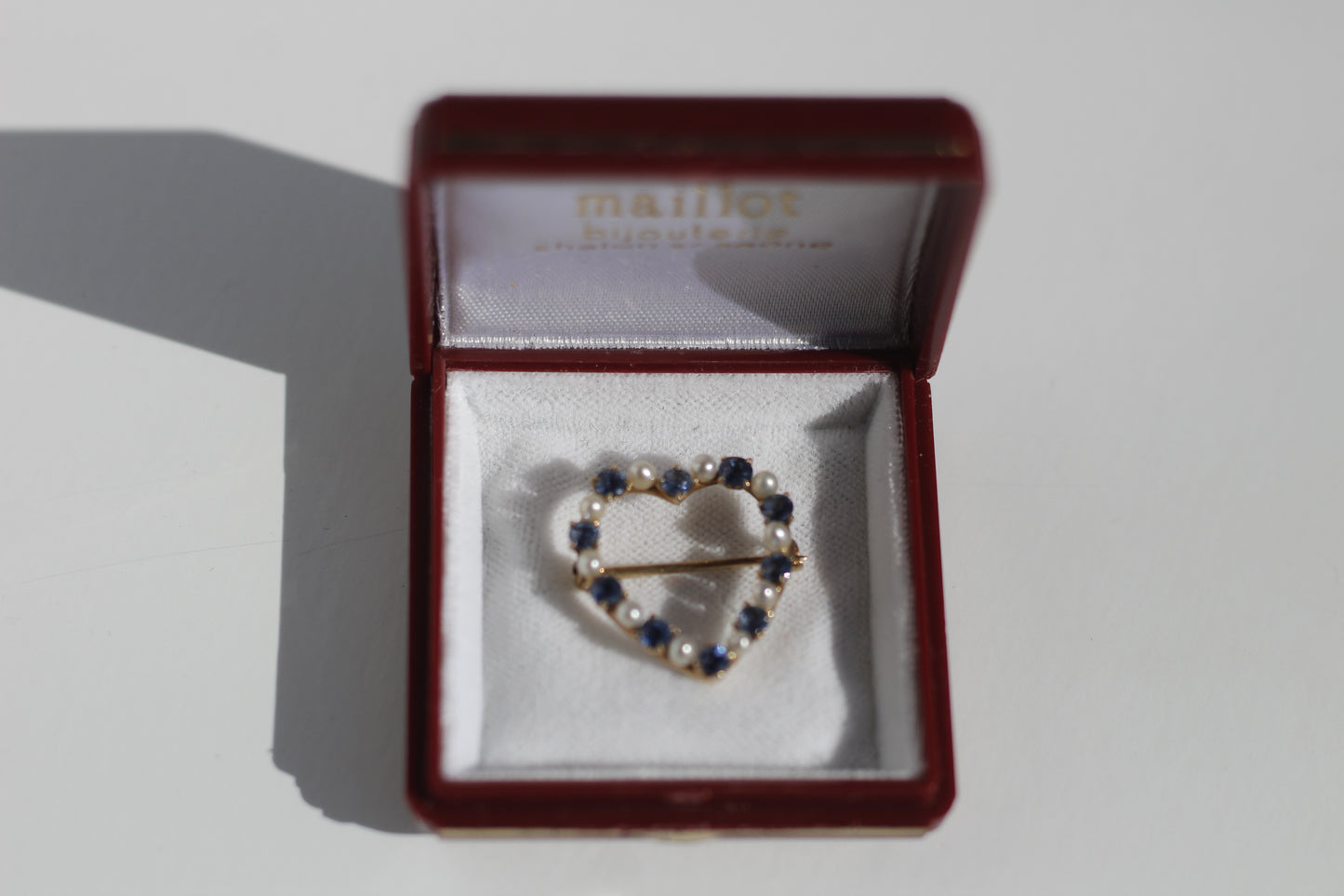 Ceylon Sapphire & Seed Pearl Brooch, 1.0 CTW 14K Gold