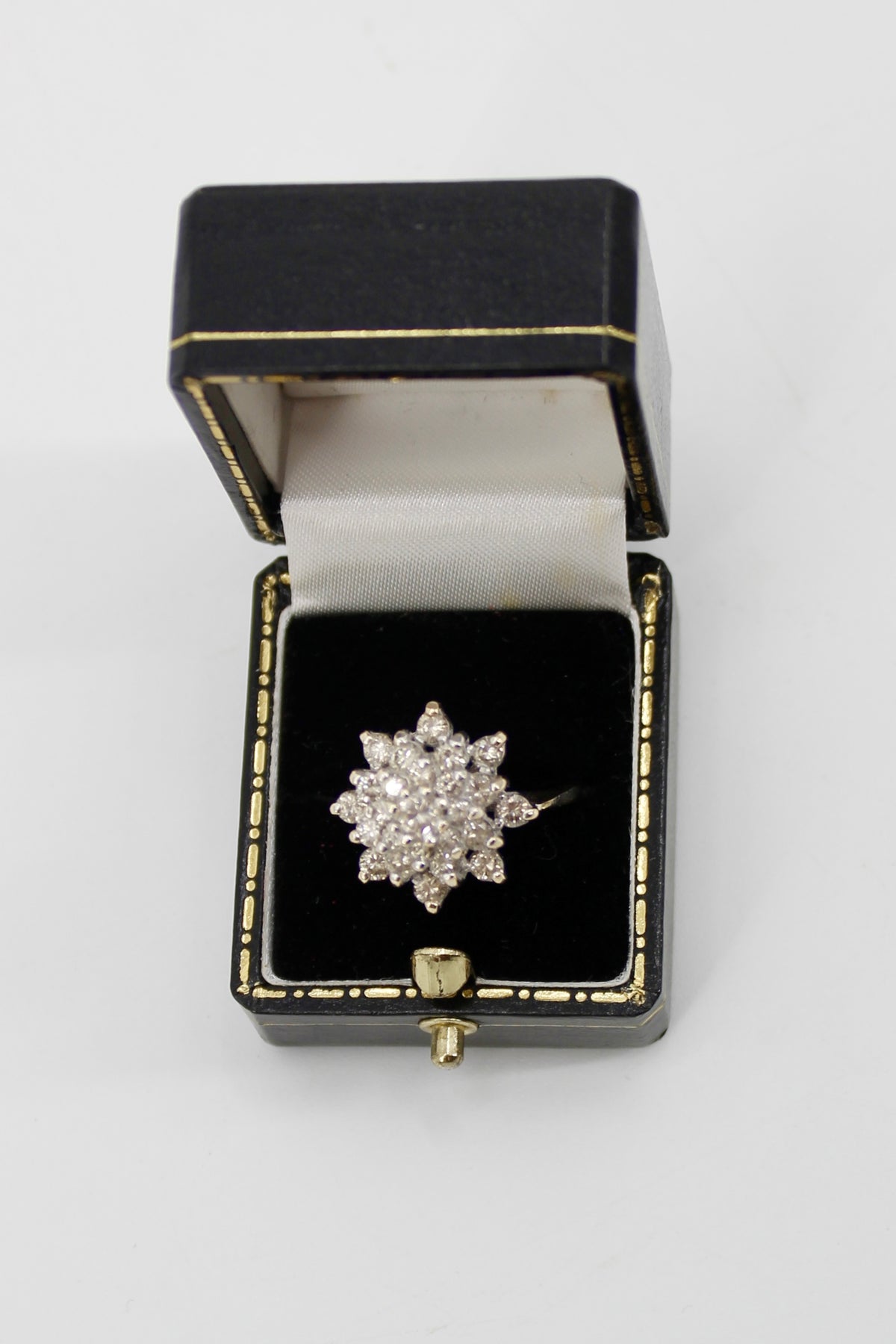 1940's Brutalist Diamond Cluster Ring, 2.82 Carats 14K Gold