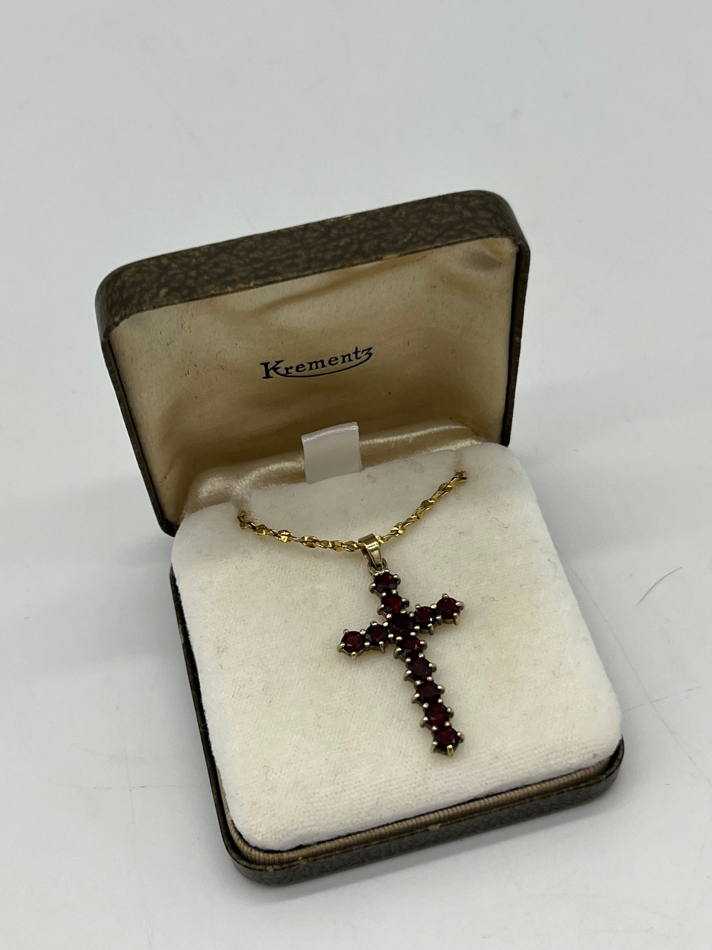 Vintage Garnet Cross Pendant, 2.68 CTW 14K Vermeil 925