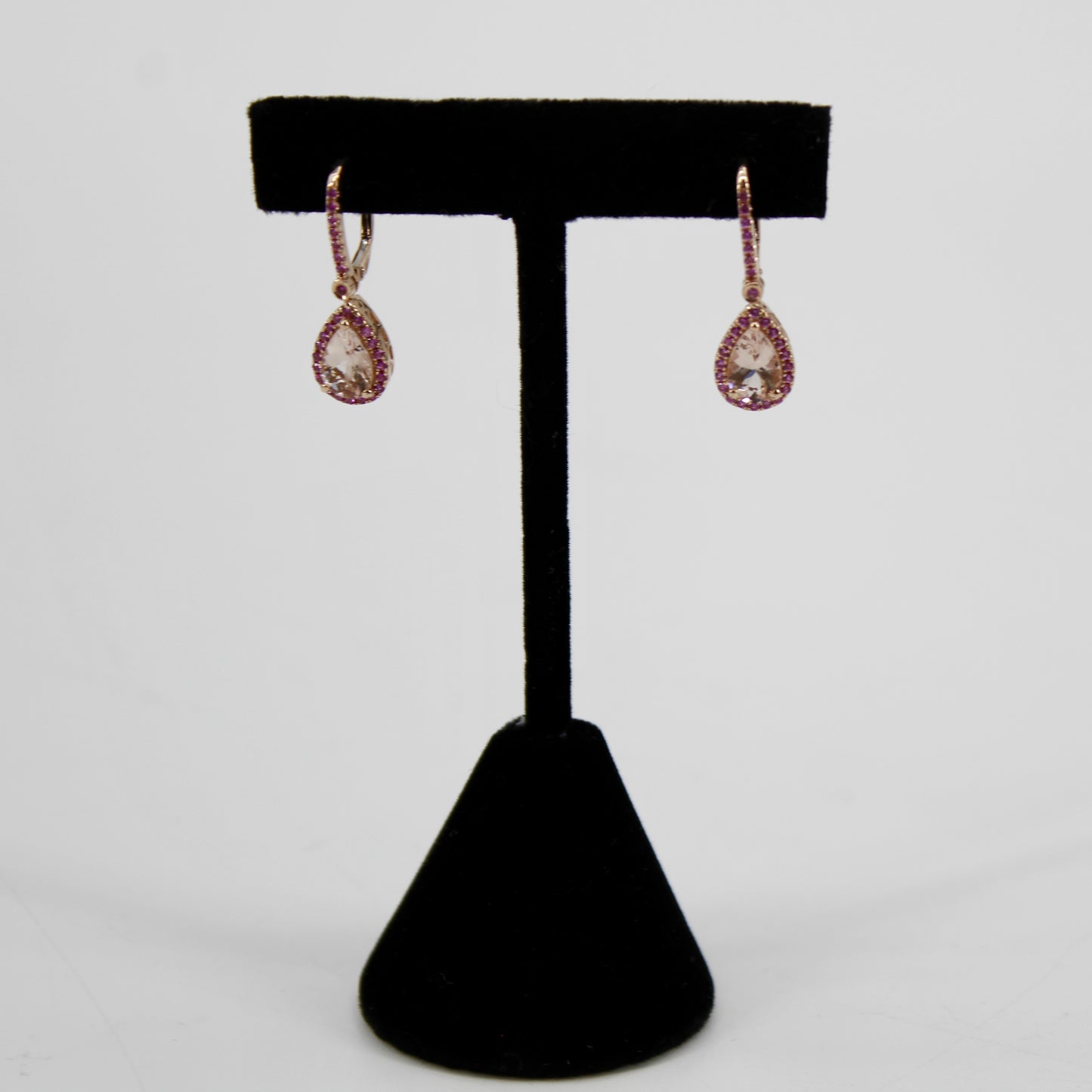 Morganite & Pink Sapphire Drop Earrings, 3.9 CTW 14K Rose Gold