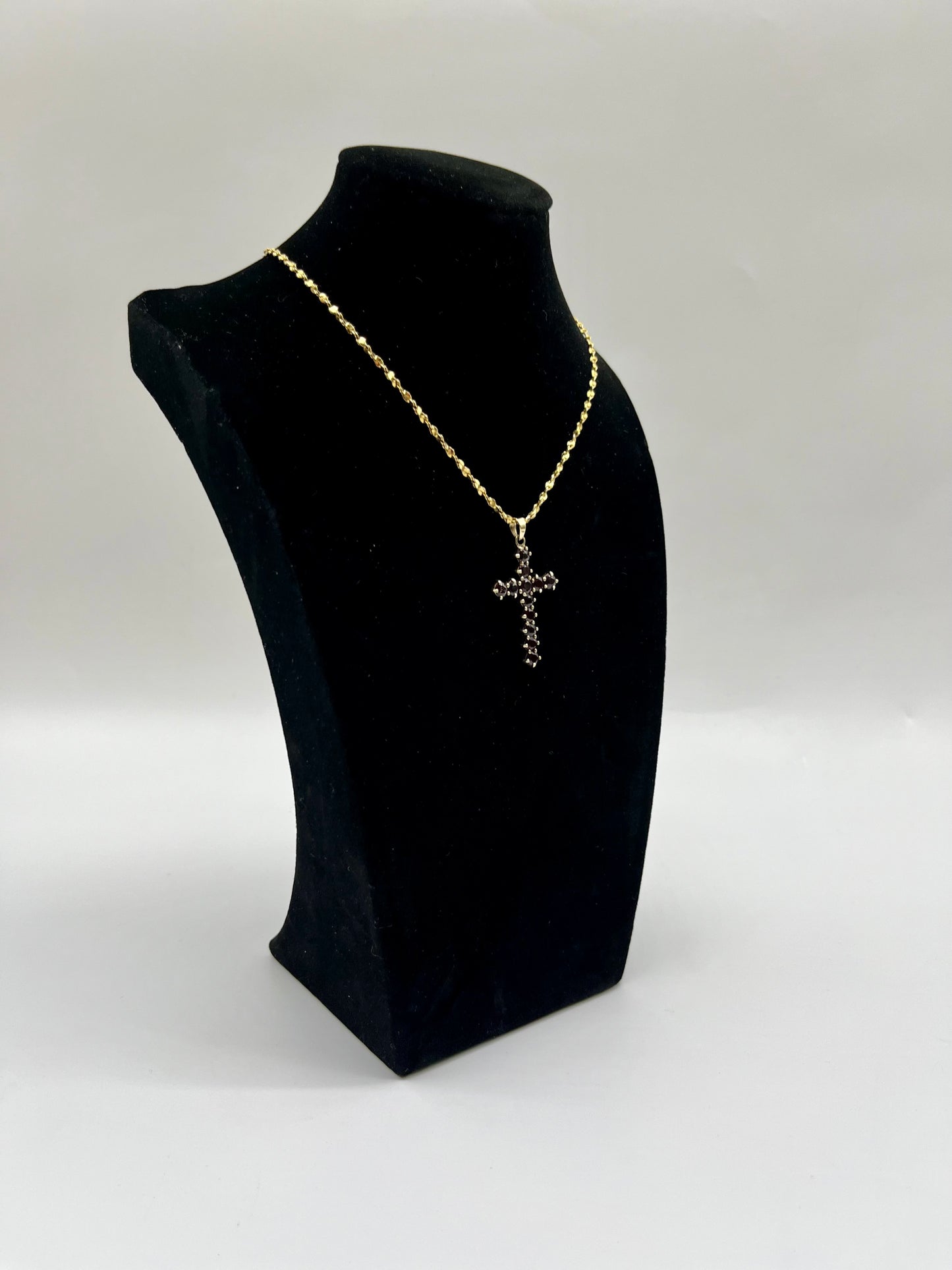 Vintage Garnet Cross Pendant, 2.68 CTW 14K Vermeil 925