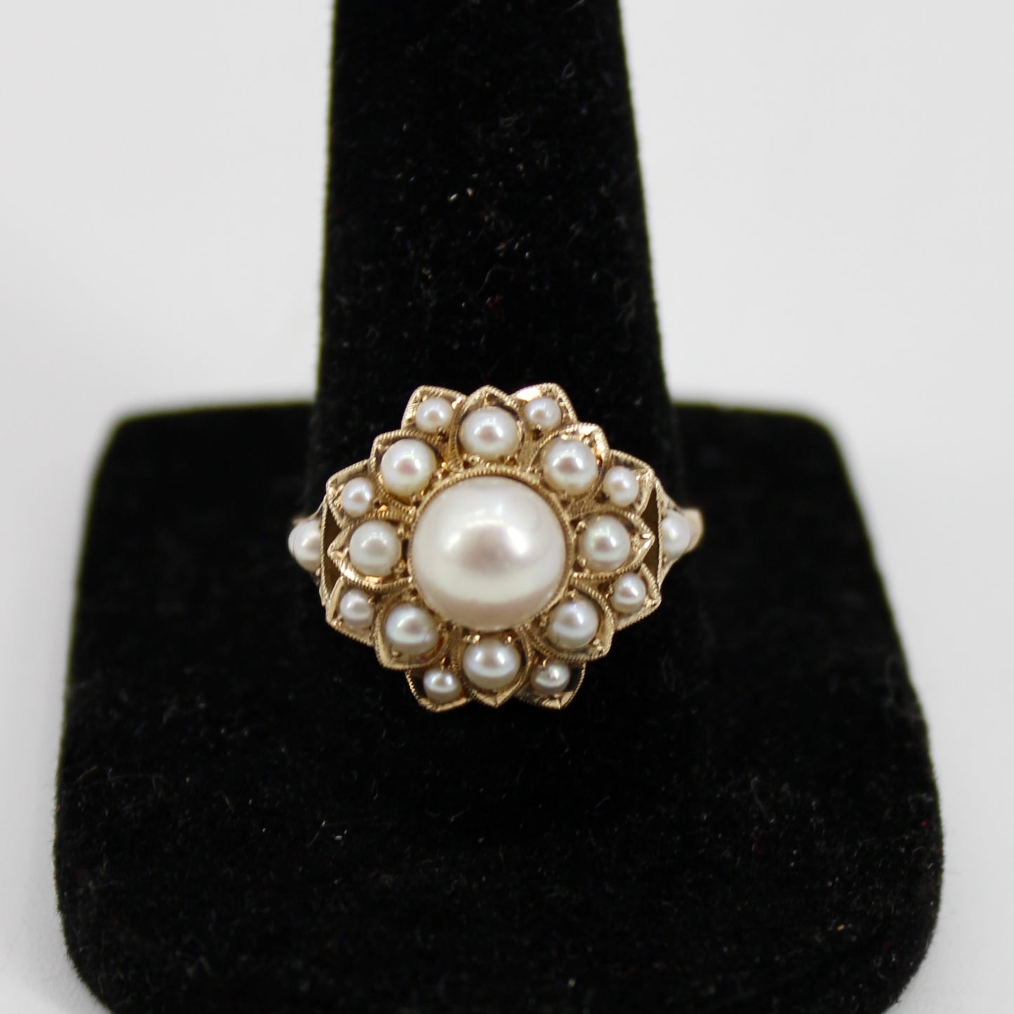 Antique Pearl Cocktail Ring, 3.93 CTW 14K Gold