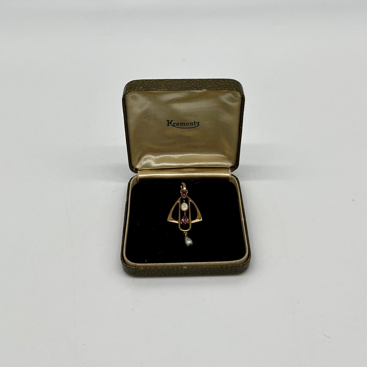 Edwardian Opal, Amethyst, & Pearl Necklace, 0.88 CTW 14K Gold