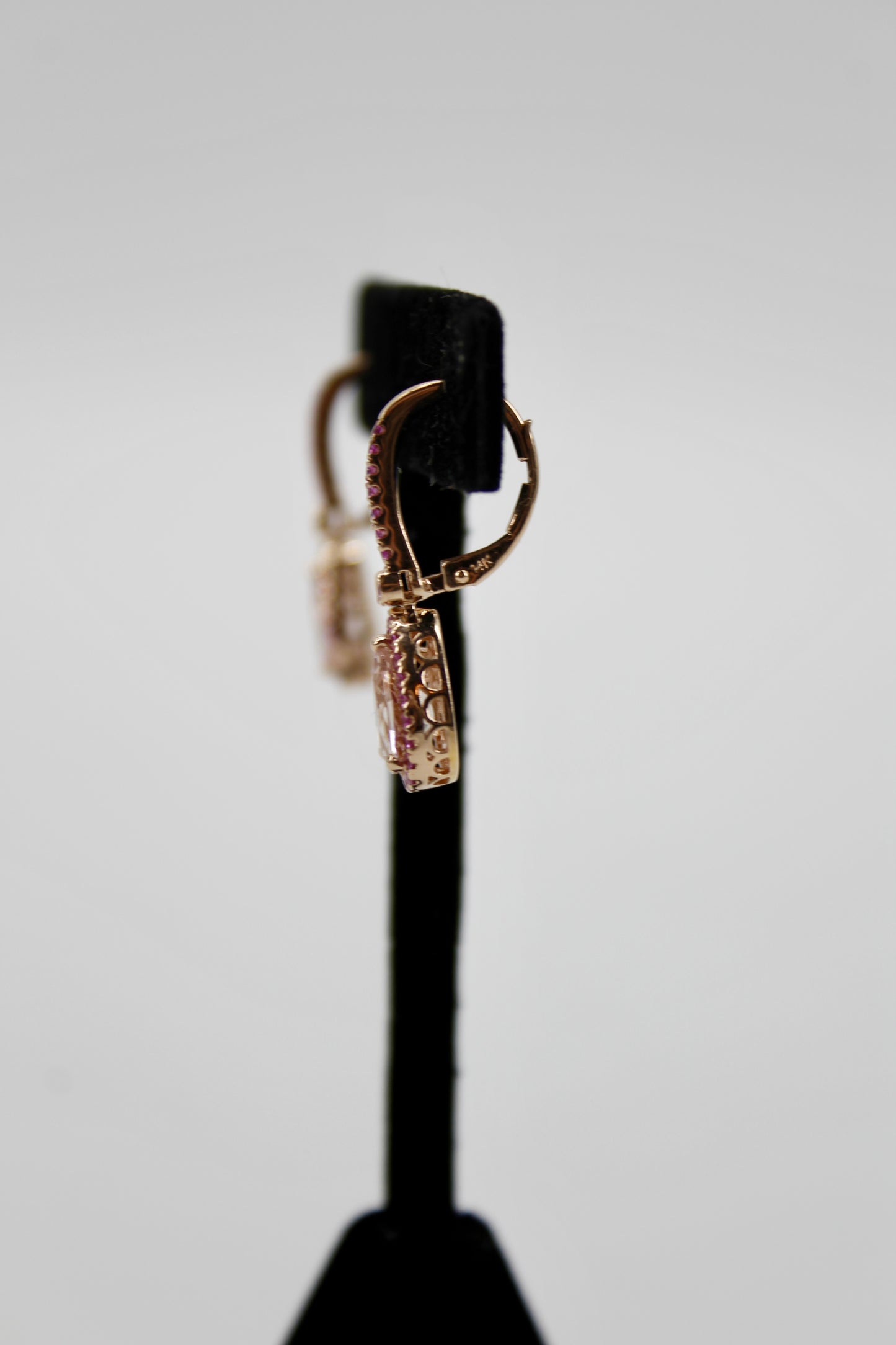Morganite & Pink Sapphire Drop Earrings, 3.9 CTW 14K Rose Gold
