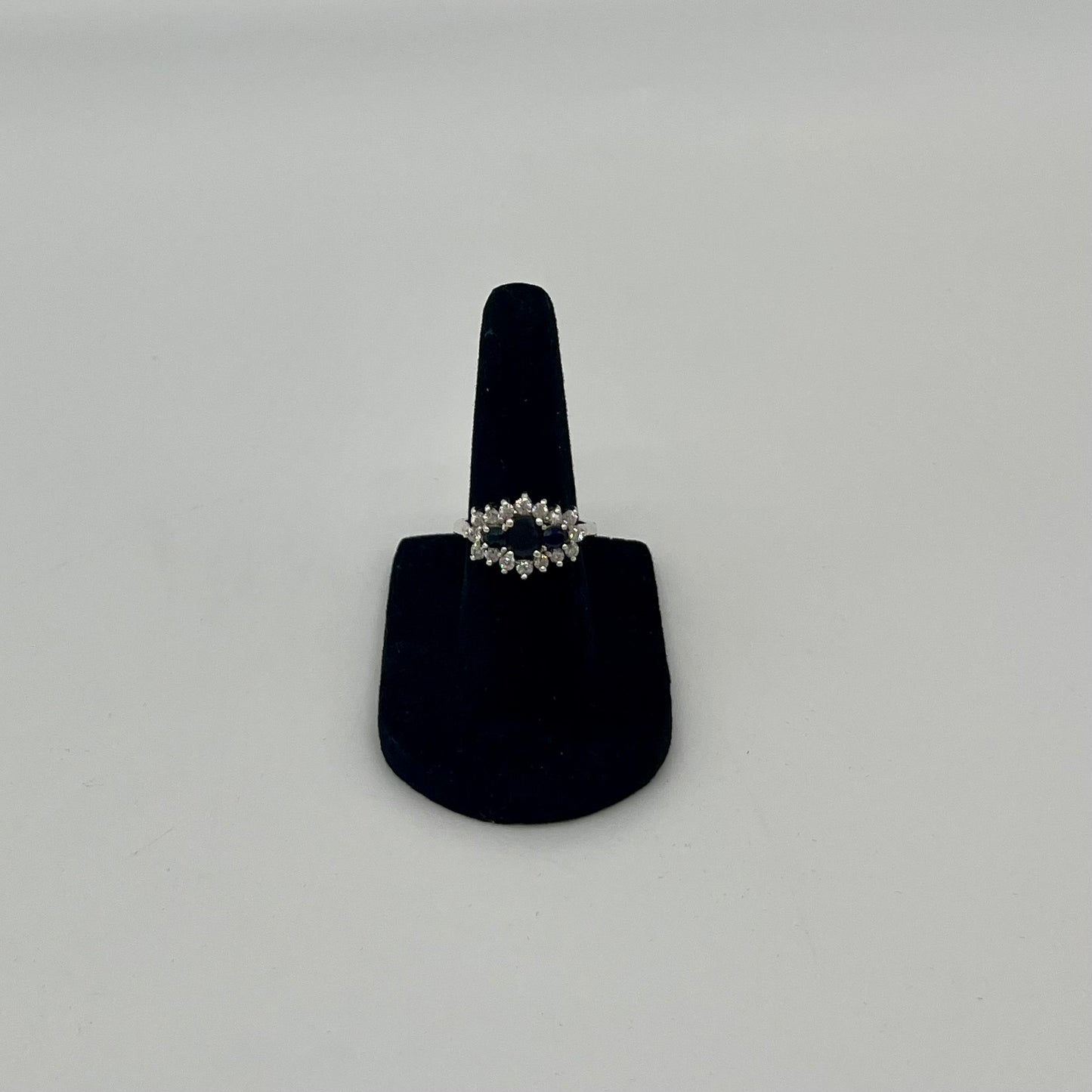 Antique Sapphire & White Topaz Ring, 2 CTW 925 Silver