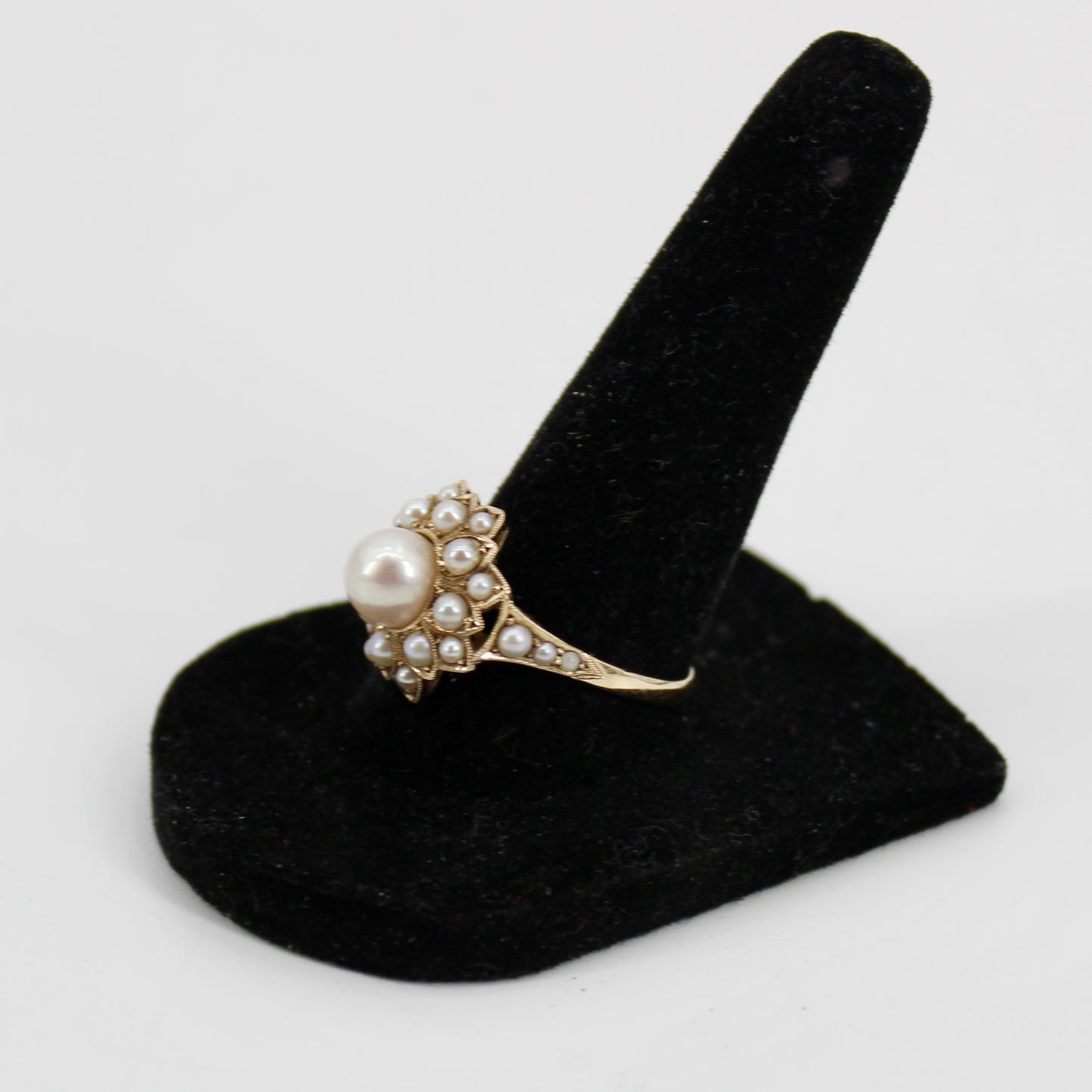 Antique Pearl Cocktail Ring, 3.93 CTW 14K Gold