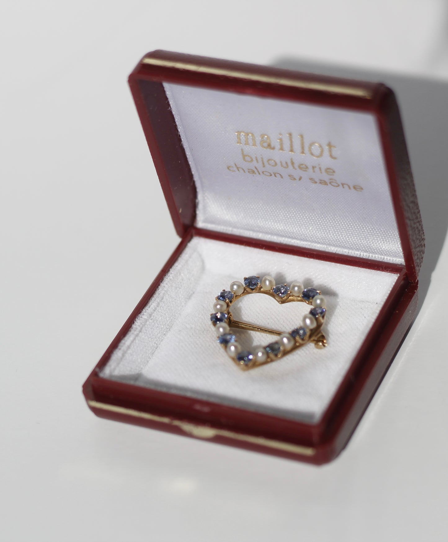 Ceylon Sapphire & Seed Pearl Brooch, 1.0 CTW 14K Gold
