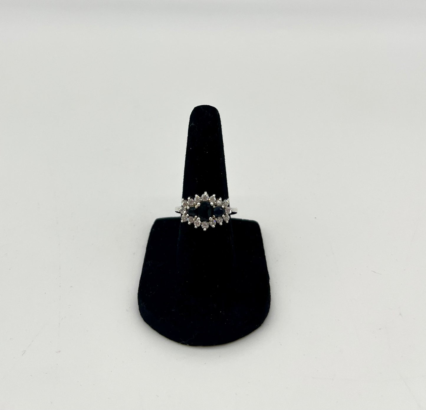 Antique Sapphire & White Topaz Ring, 2 CTW 925 Silver
