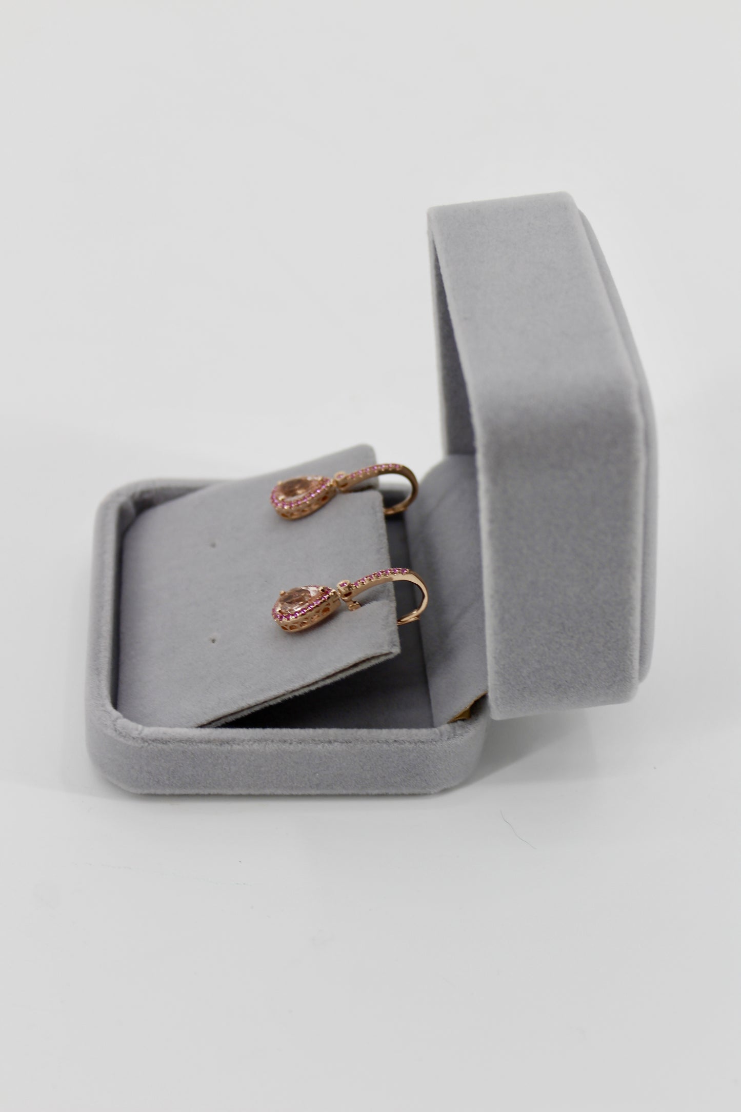 Morganite & Pink Sapphire Drop Earrings, 3.9 CTW 14K Rose Gold