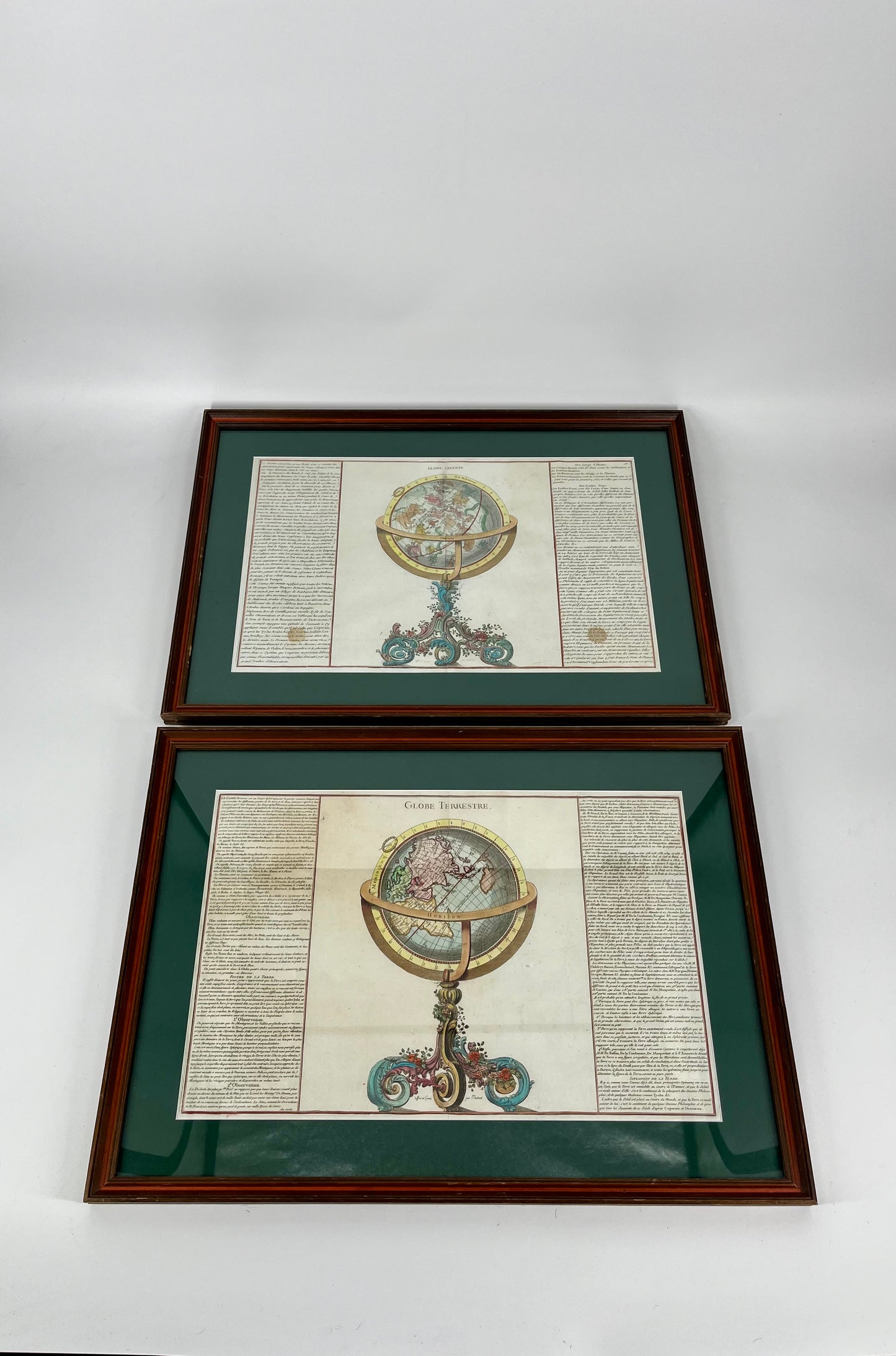 1761 Celestial & Terrestrial Globes- Claude Buy de Mornas (Framed Pair-Vol.1 Atlas Prints)