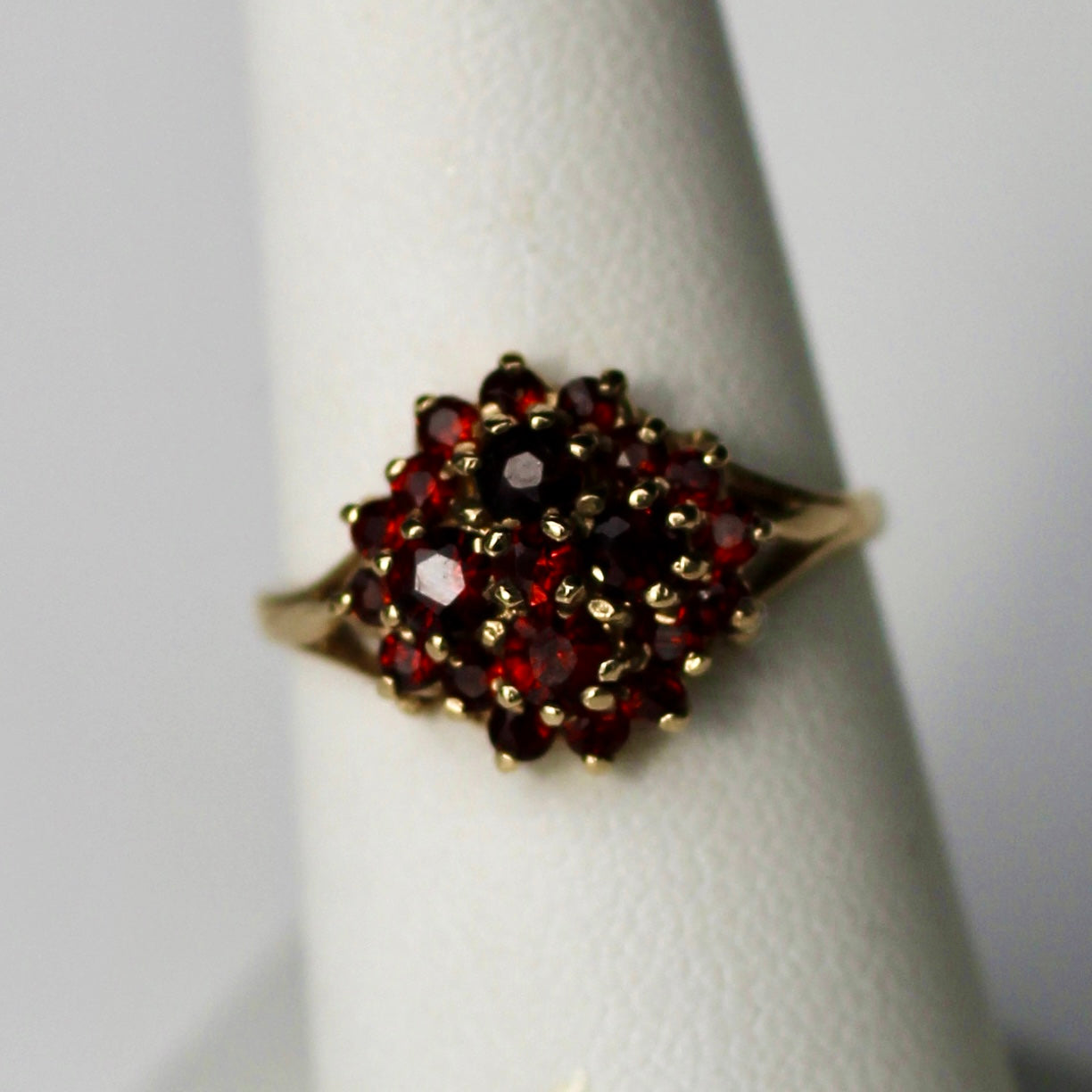 Victorian Garnet Cluster Ring, 1.54 CTW 9K Gold