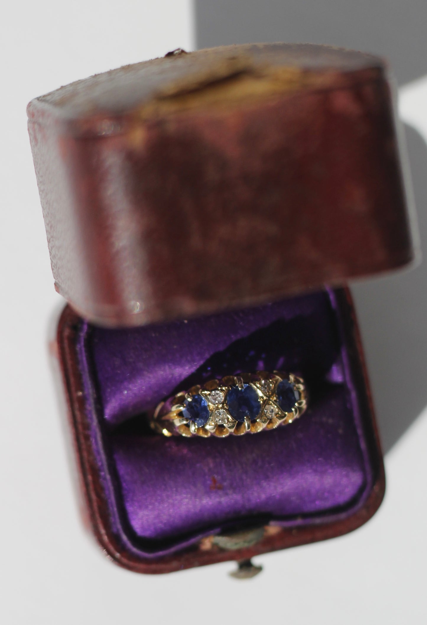 Edwardian Ceylon Sapphire & Diamond Solitaire Ring, 0.75 CTW 18K Gold