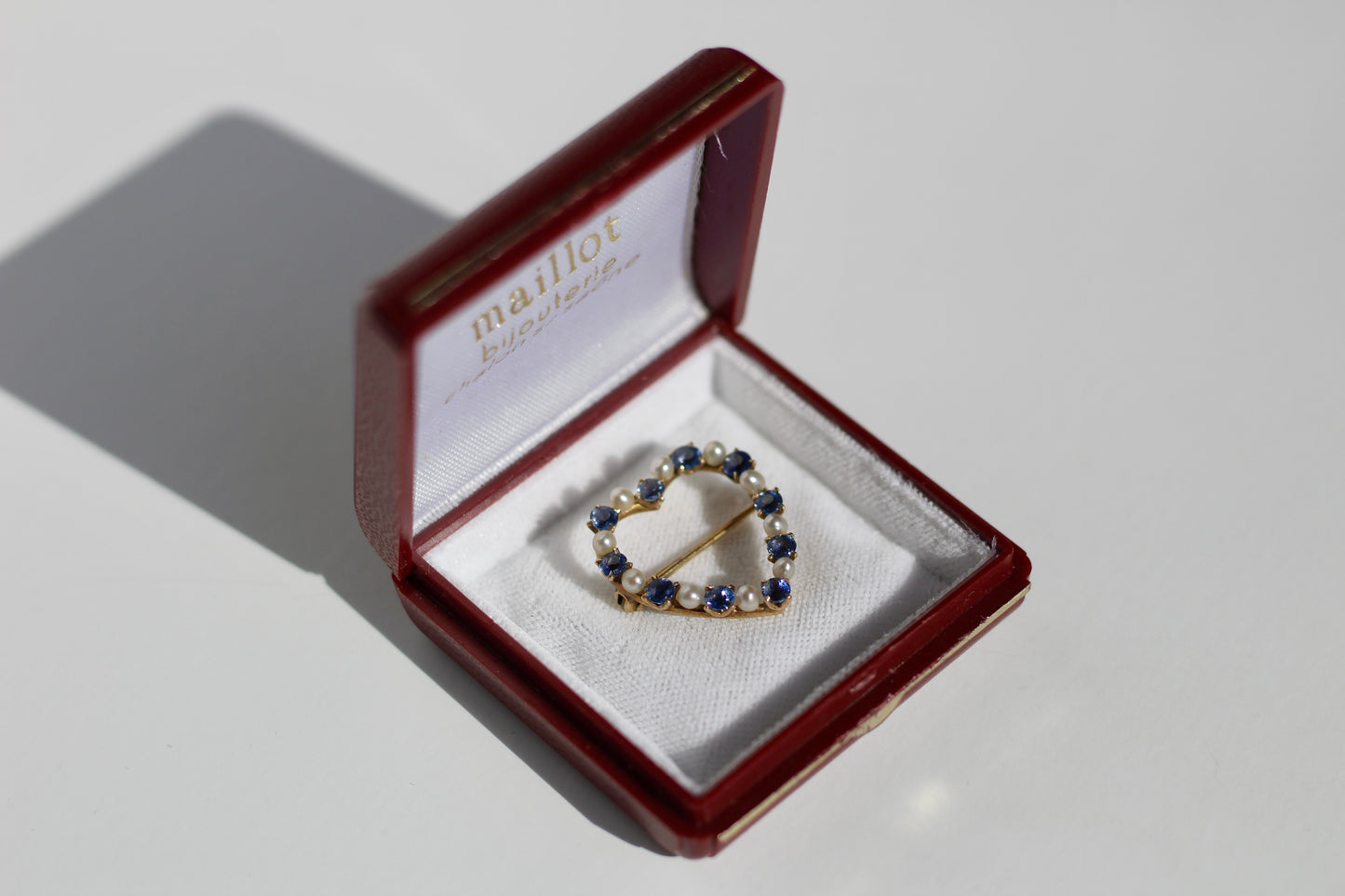 Ceylon Sapphire & Seed Pearl Brooch, 1.0 CTW 14K Gold