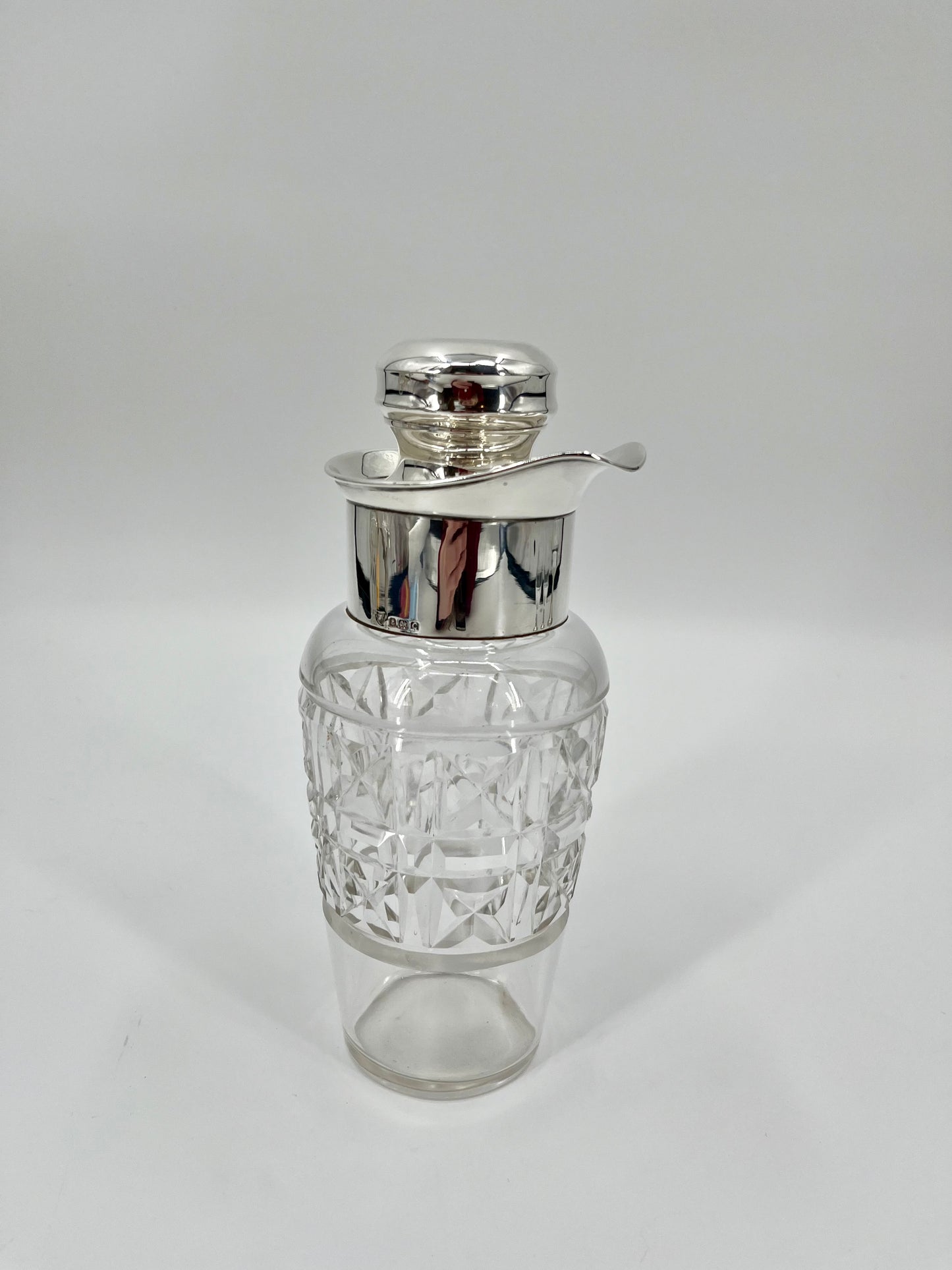 1902 Edwardian Sterling Silver & Bohemian Cut Crystal Cocktail Shaker by JB Chatterley & Sons Ltd.