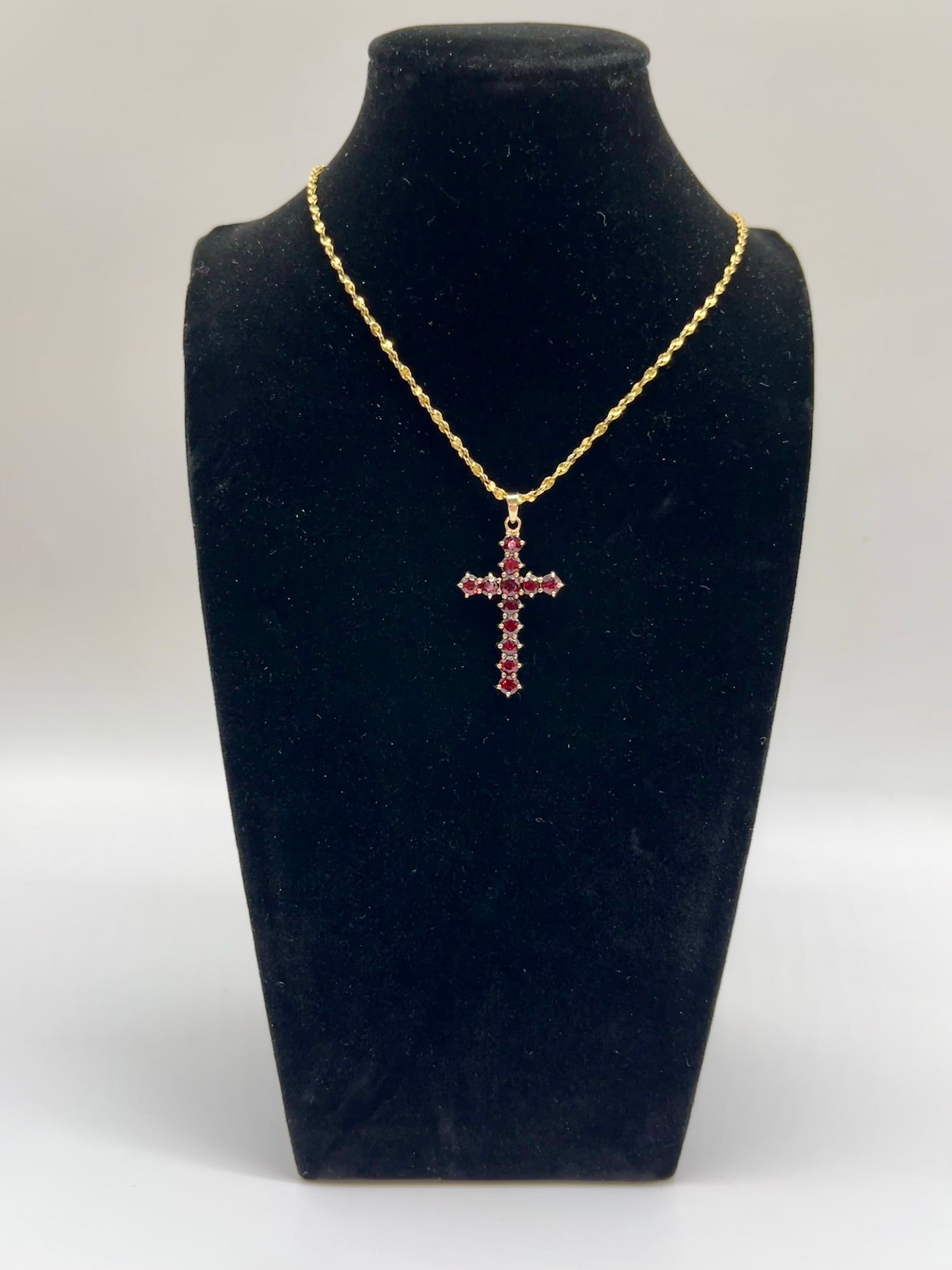 Vintage Garnet Cross Pendant, 2.68 CTW 14K Vermeil 925