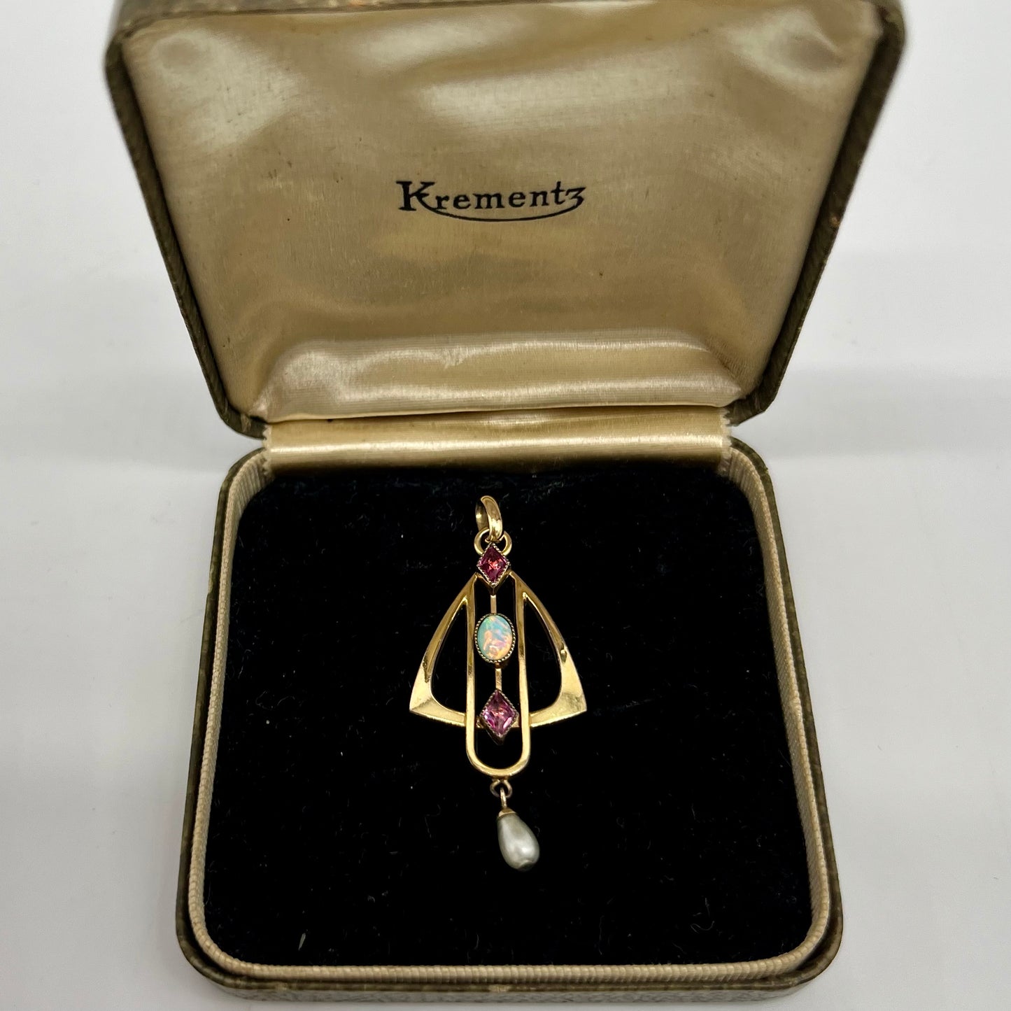Edwardian Opal, Amethyst, & Pearl Necklace, 0.88 CTW 14K Gold