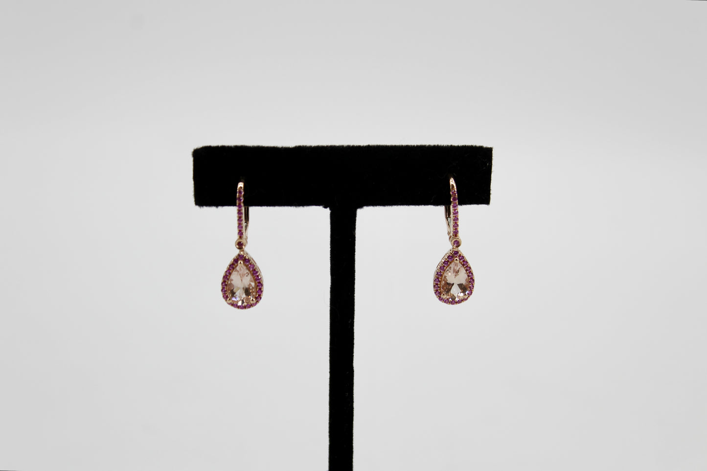 Morganite & Pink Sapphire Drop Earrings, 3.9 CTW 14K Rose Gold
