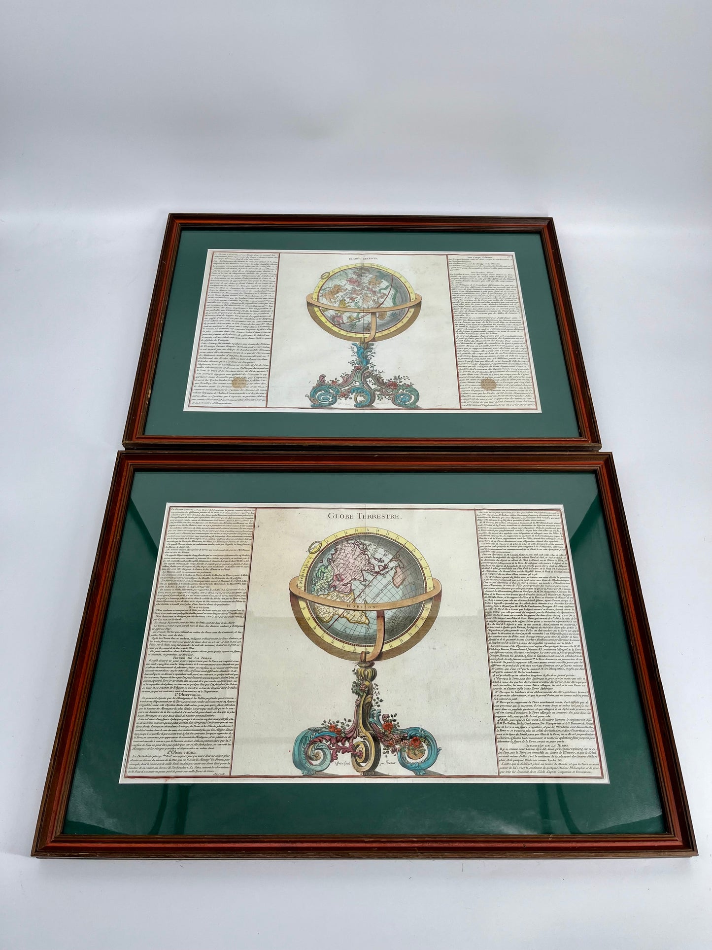 1761 Celestial & Terrestrial Globes- Claude Buy de Mornas (Framed Pair-Vol.1 Atlas Prints)