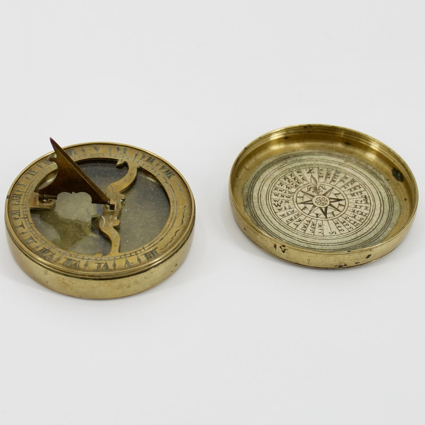 Early 19th Century Brass Pocket Sundial Compass