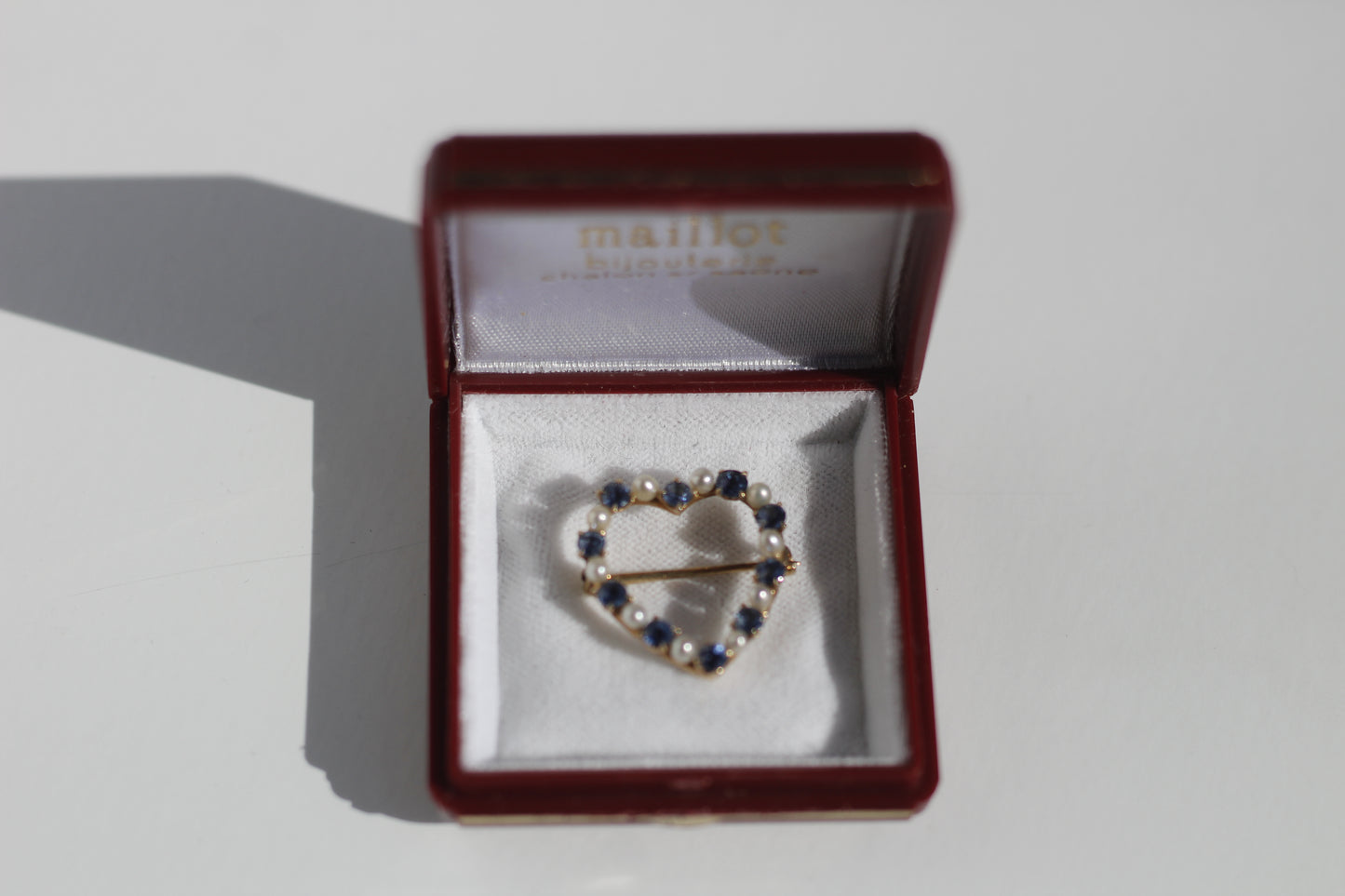 Ceylon Sapphire & Seed Pearl Brooch, 1.0 CTW 14K Gold
