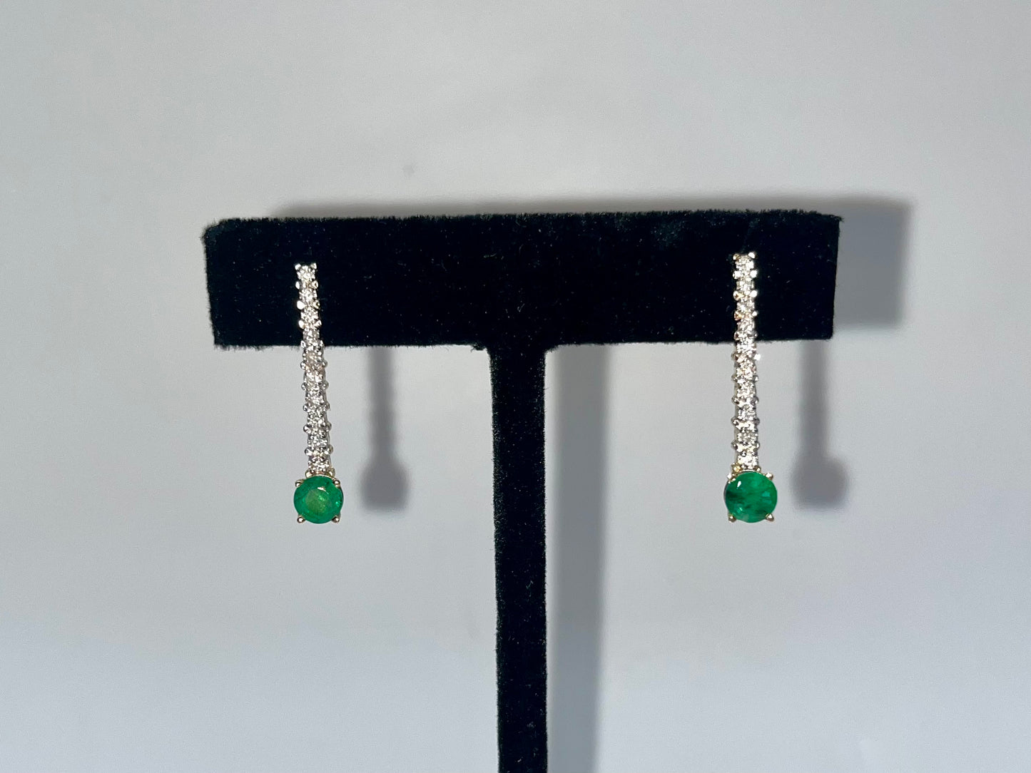 Emerald & Diamond Drop Earrings, 1.01 CTW 14K Gold