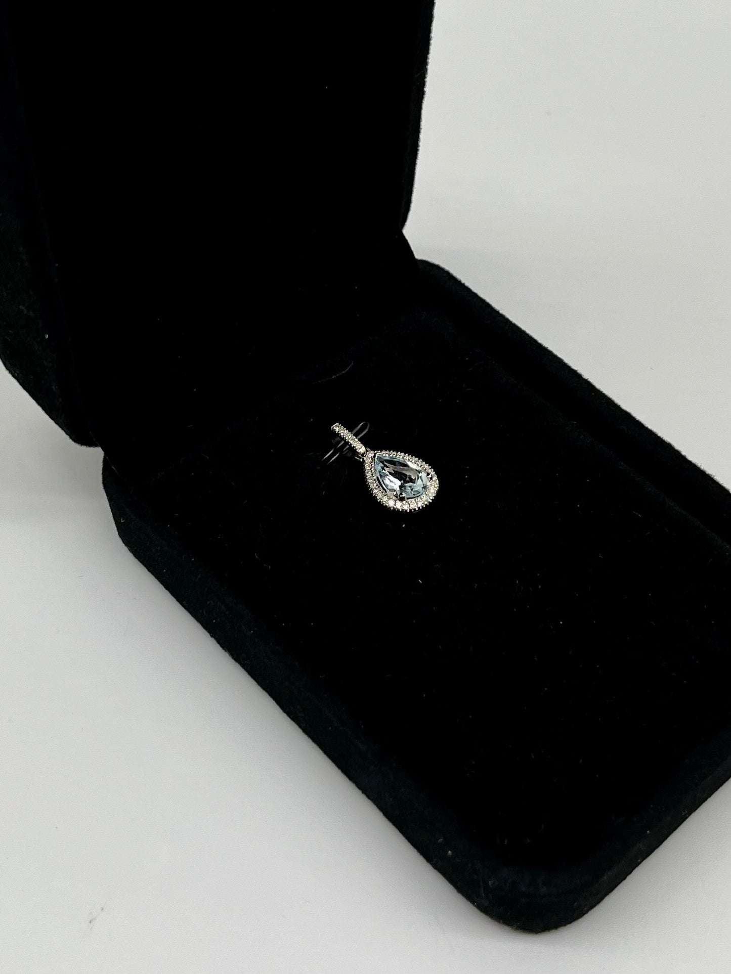 Aquamarine & Diamond Halo Pendant, 1.9 CTW 14K White Gold