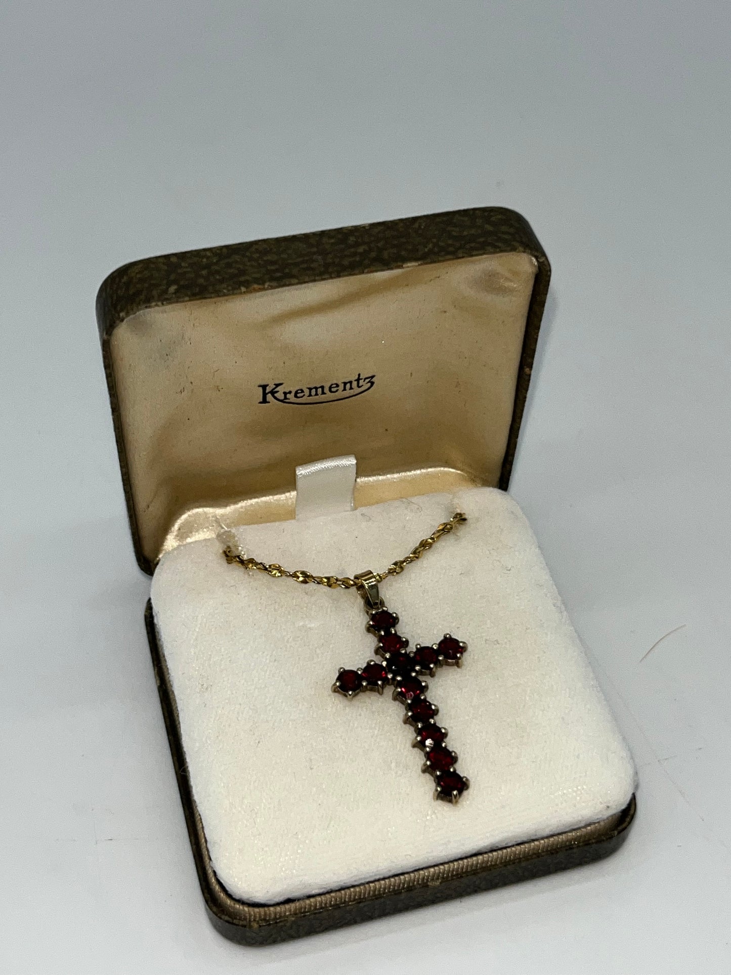 Vintage Garnet Cross Pendant, 2.68 CTW 14K Vermeil 925
